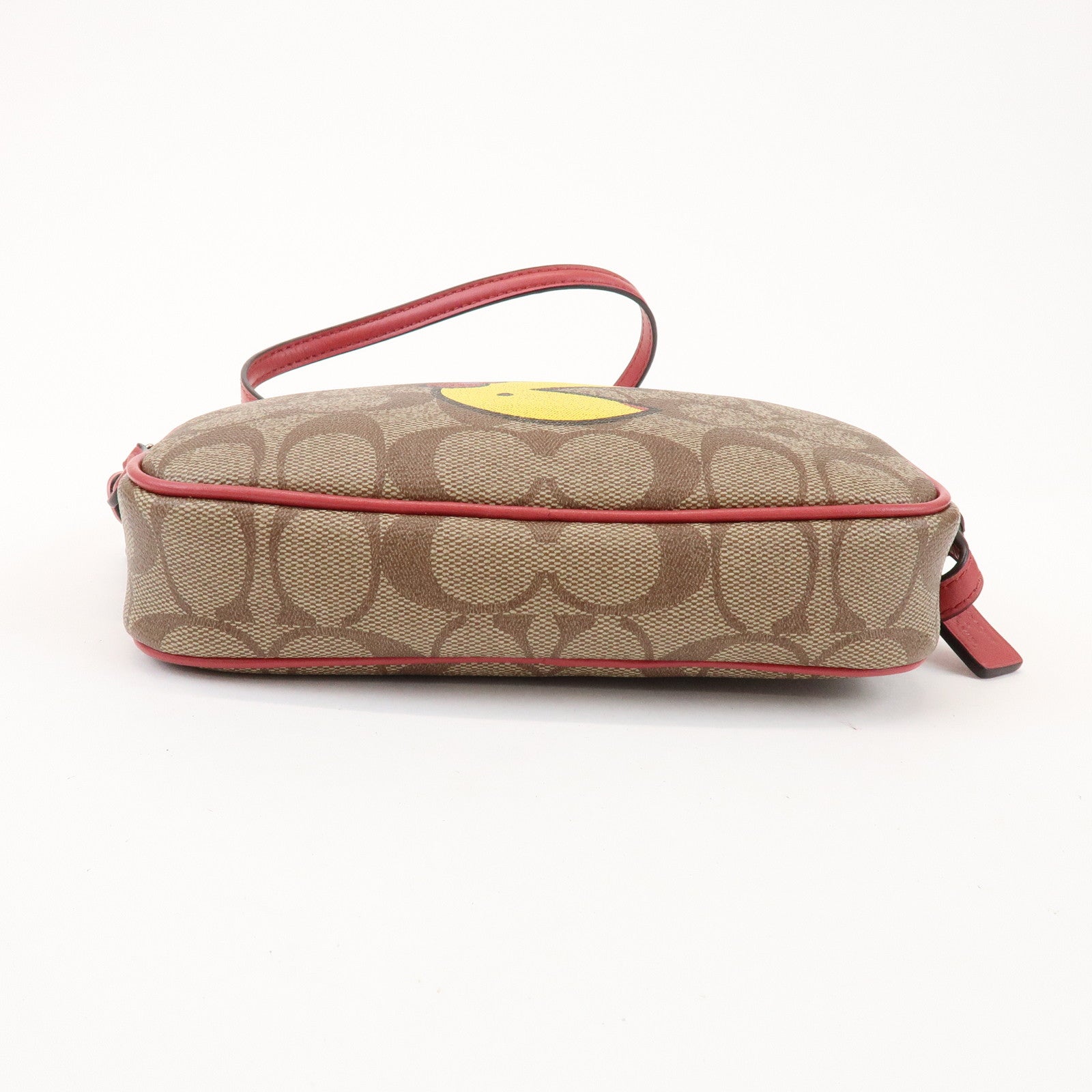 COACH Signature Pacman Collaboration Shoulder Bag Brown Red