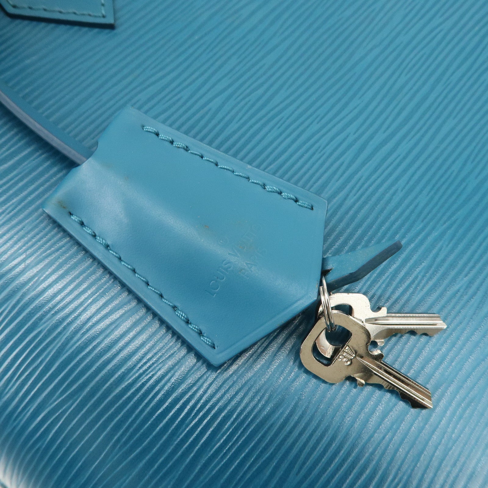 Louis Vuitton Epi Alma PM Hand Bag Cyan Blue M40624