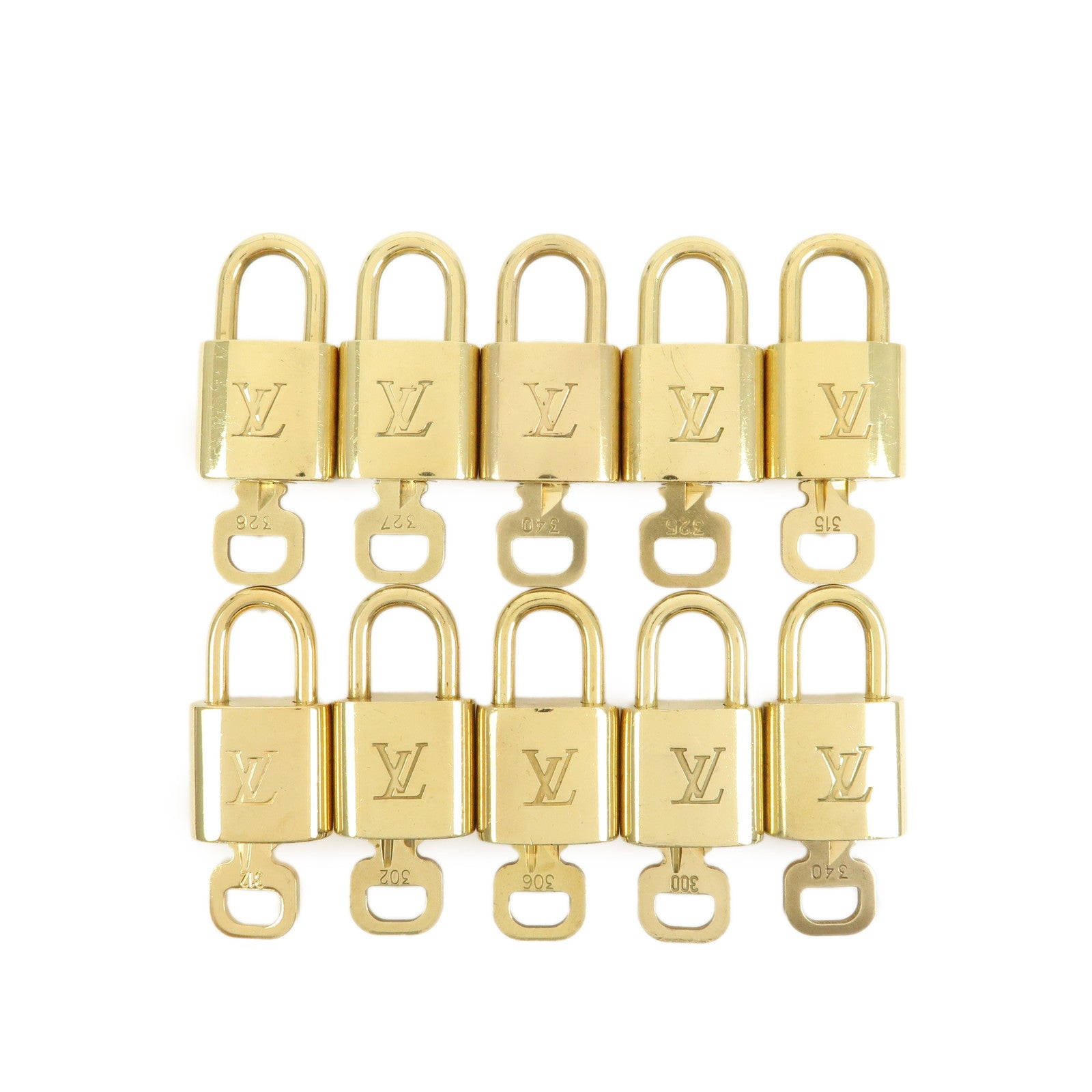 Louis Vuitton Set of 10 Lock & Key Cadena Key Lock Gold