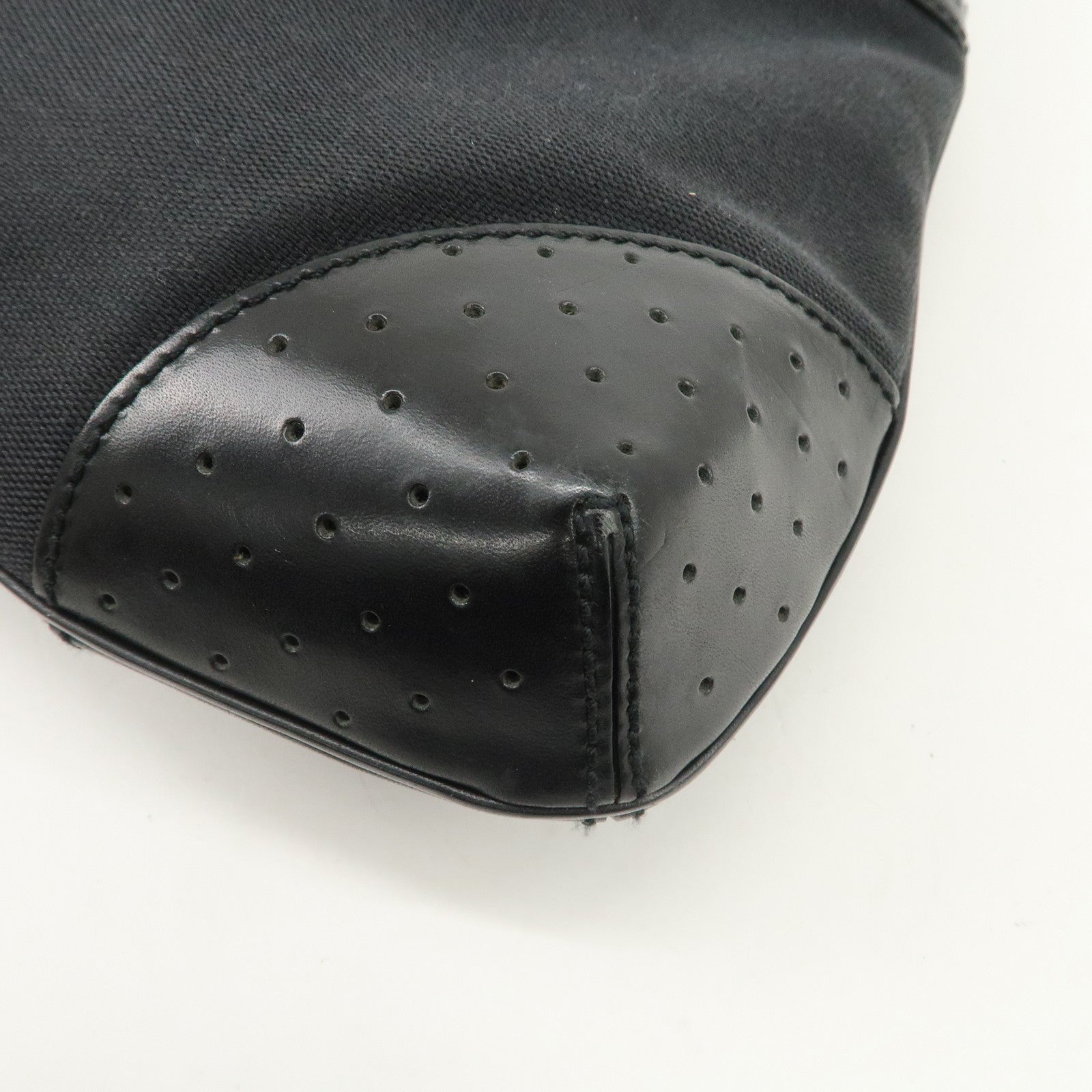 GUCCI Interlocking G Canvas Leather Hand Shoulder Bag Black 114875 Used