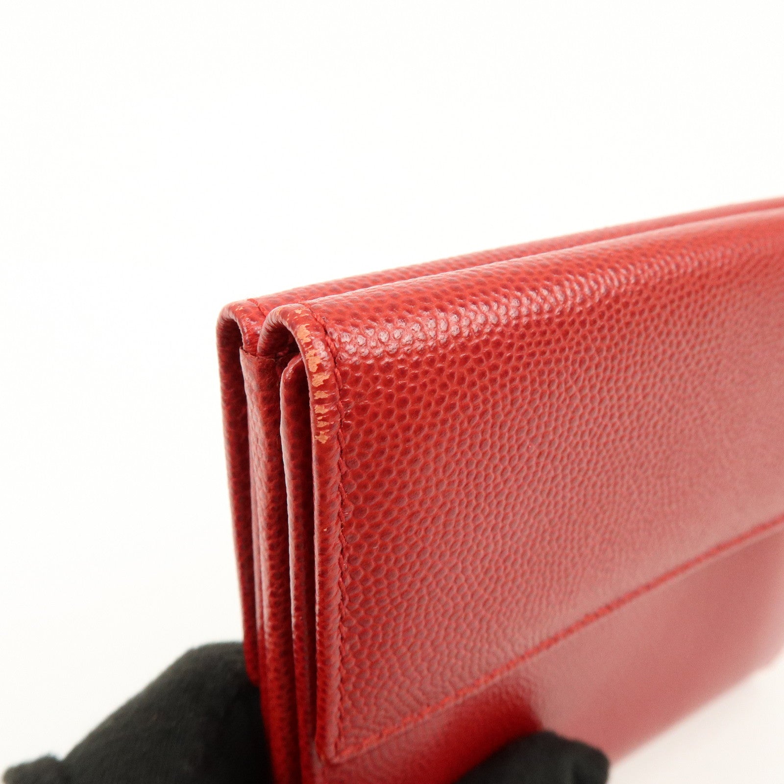 Christian Dior Logo Leather Bi-fold Compact Wallet Red