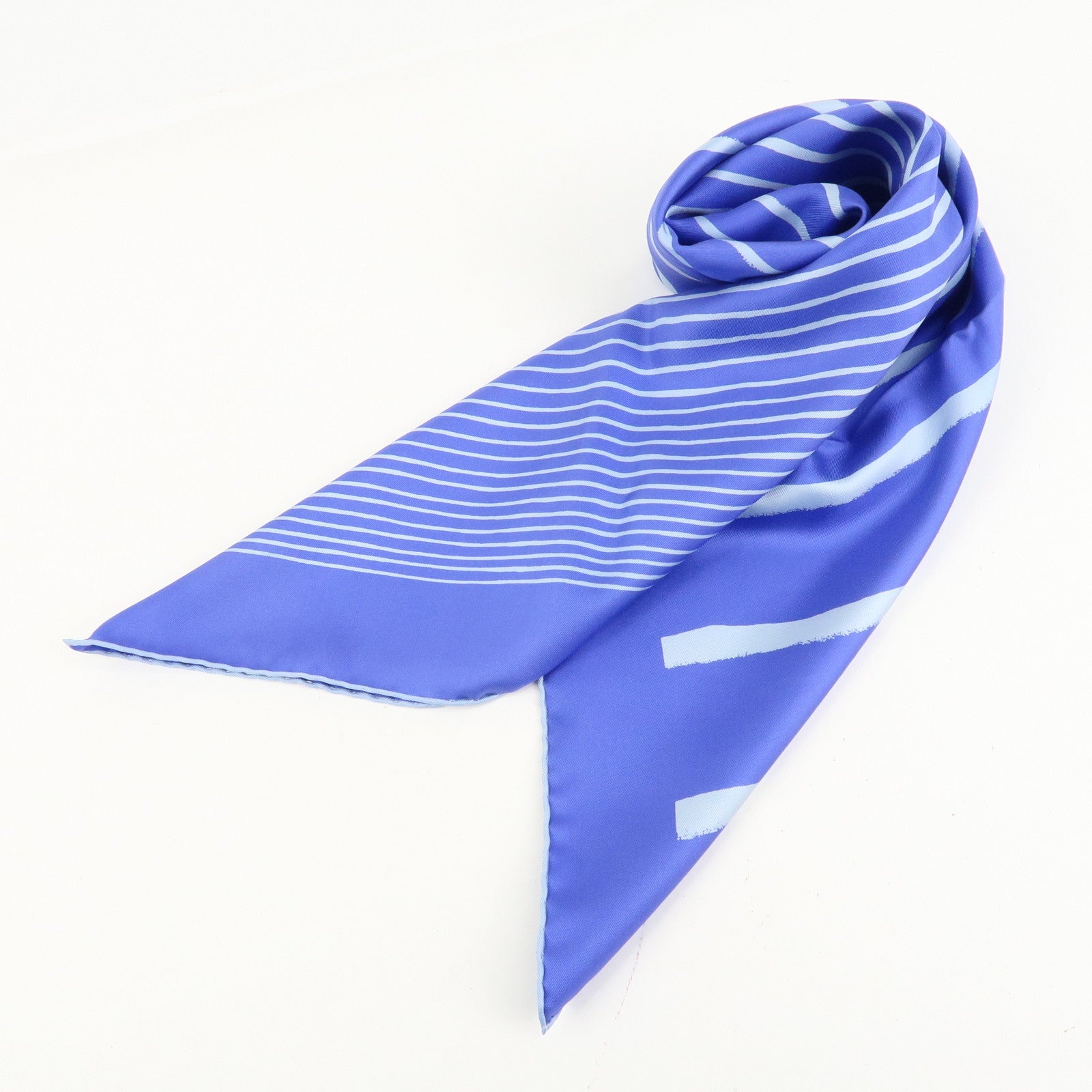 HERMES Carre 90 Silk 100% Scarf MEDITERRANEE Blue Used