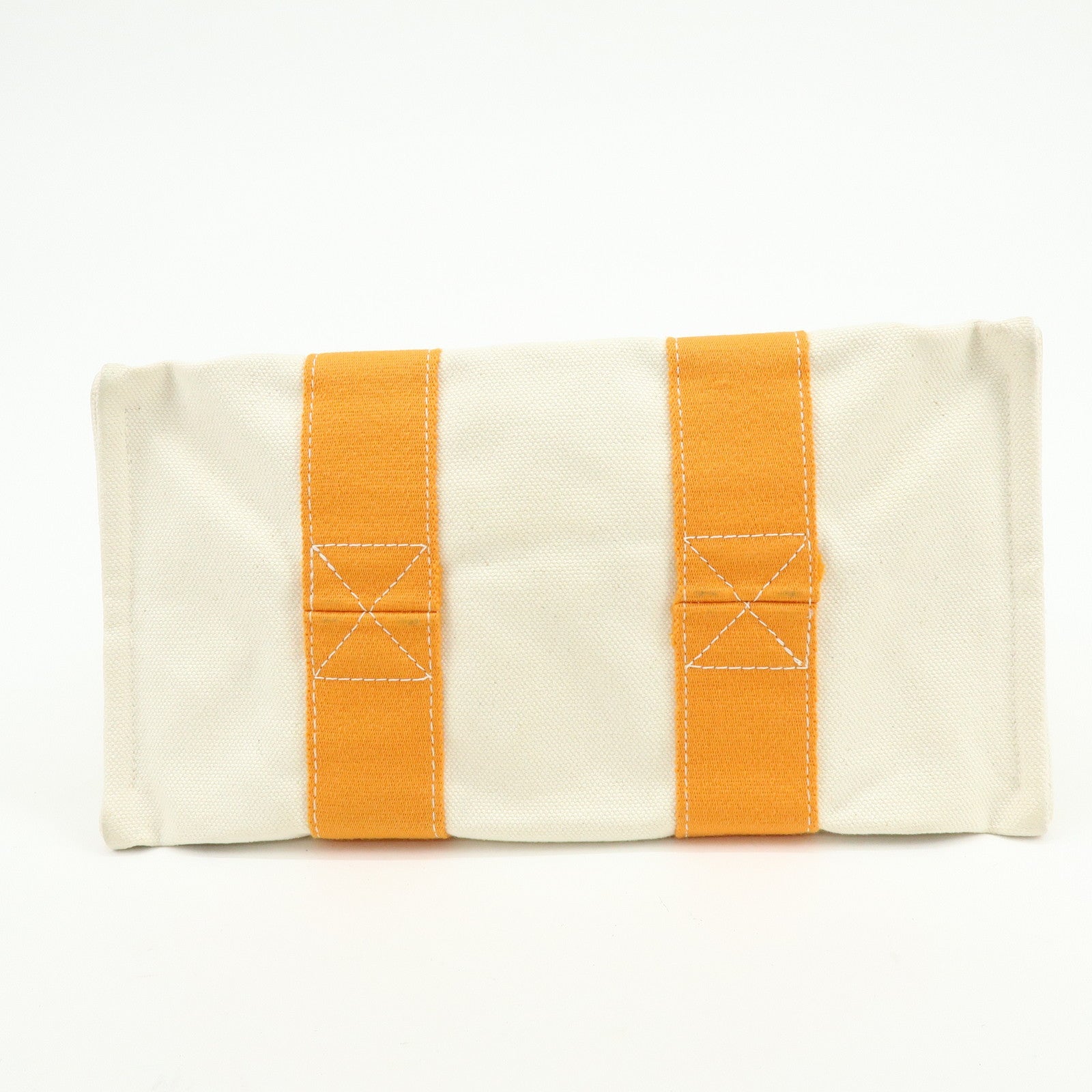 HERMES Bora Bora PM Canvas Tote Bag Hand Bag Natural Orange