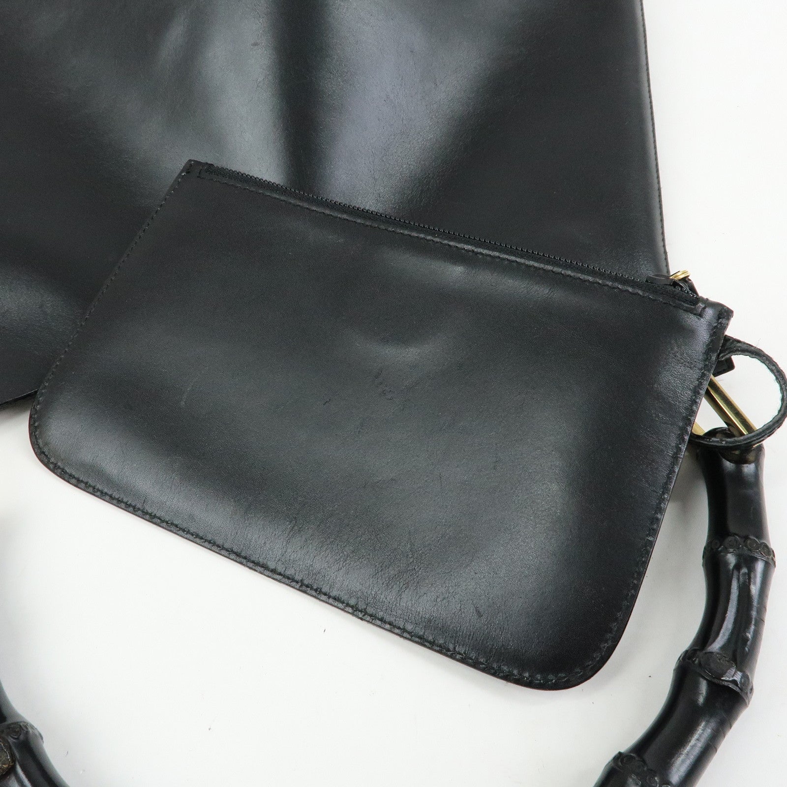 GUCCI Bamboo Leather Shoulder Bag Black 001・1553・1880