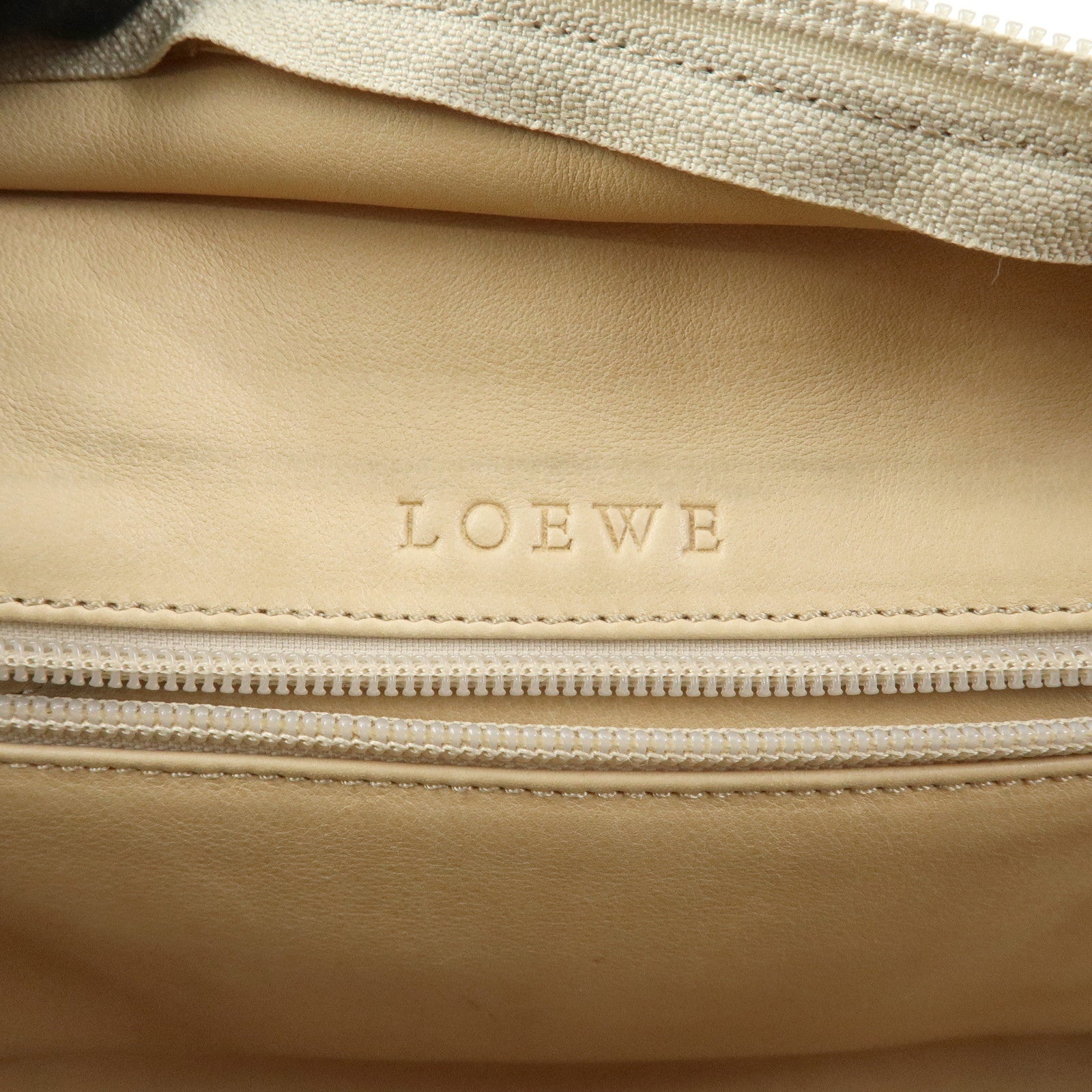 LOEWE Anagram Amazona 28 Suede Leather Hand Bag Beige Ivory