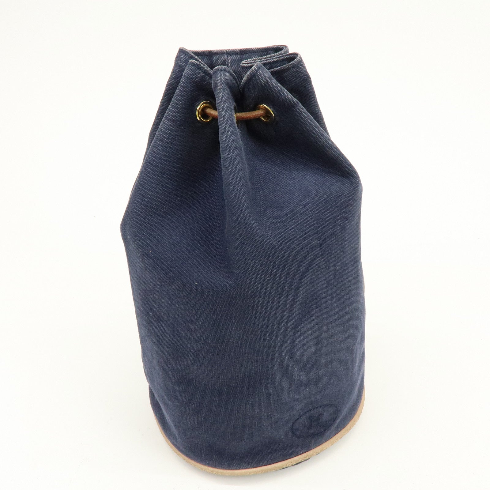 HERMES Canvas Leather Porochon Mimil PM Drawstring Shoulder Bag