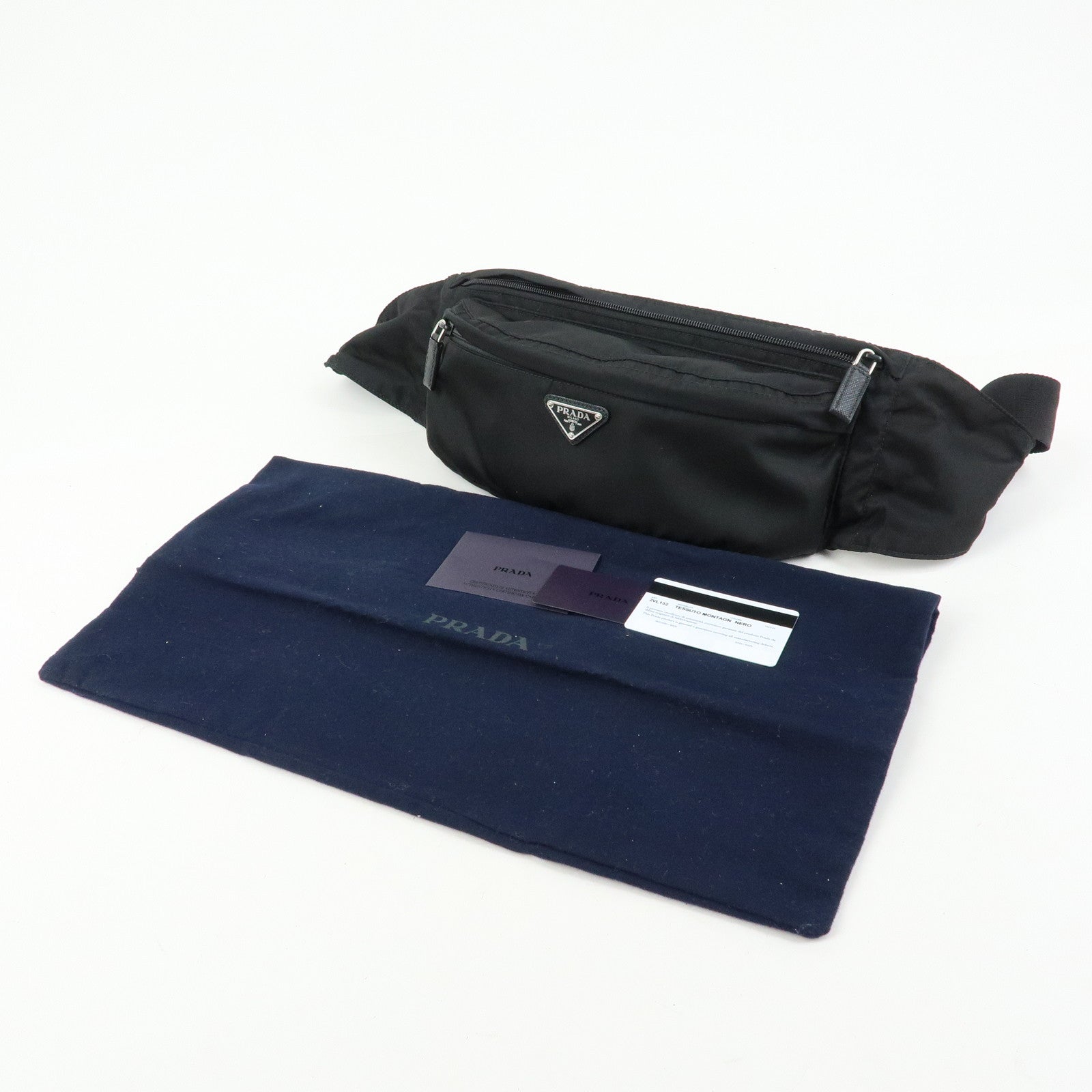 PRADA Triangle Logo Nylon Saffino Leather Waist Bag Body Bag 2VL132
