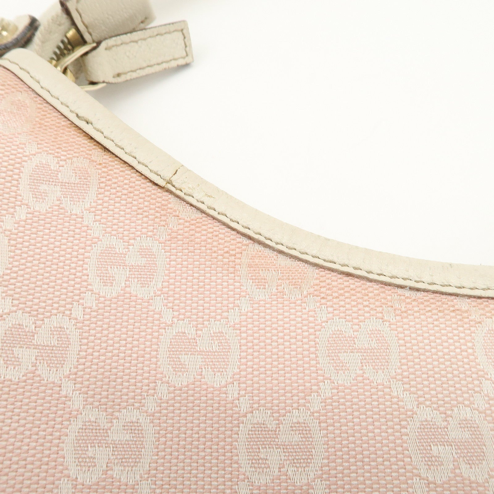 GUCCI Abbey GG Canvas Leather Shoulder Bag Ivory Pink 130738 Used