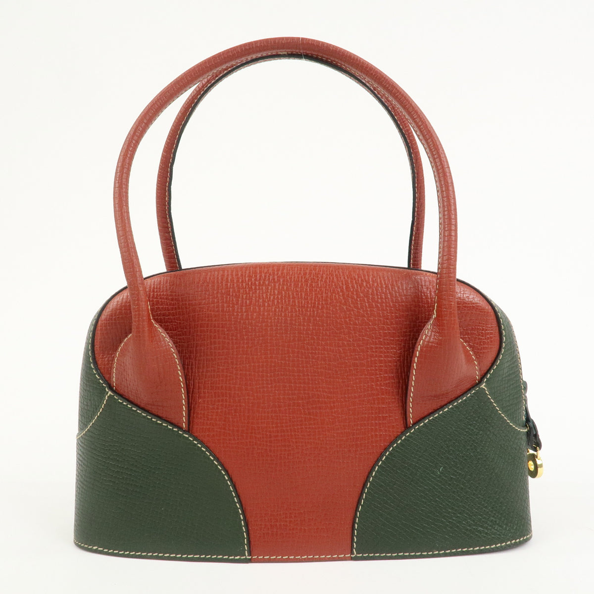 LOEWE Embossed Leather Shoulder Bag Hand Bag Green Red Brown