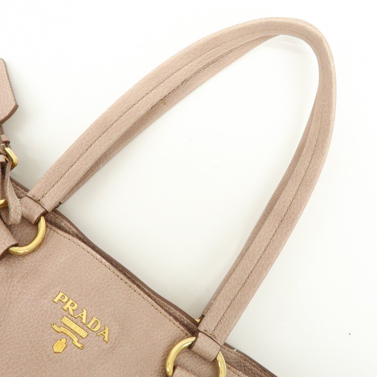 PRADA Logo Leather Tote Bag Shoulder Bag Pink