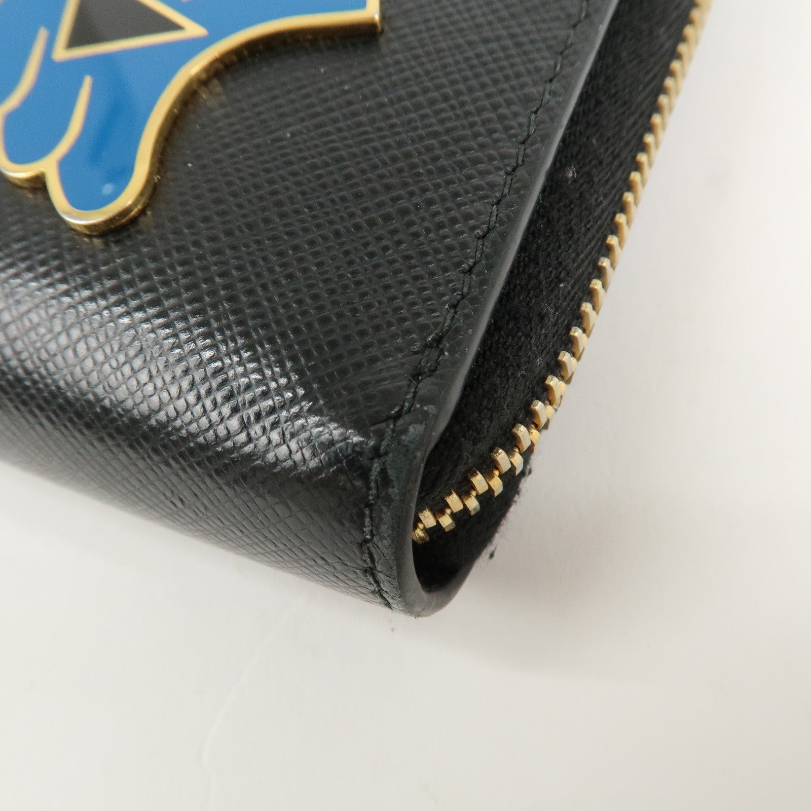 PRADA Logo Saffiano Leather Zippy Long Wallet Black 1ML506