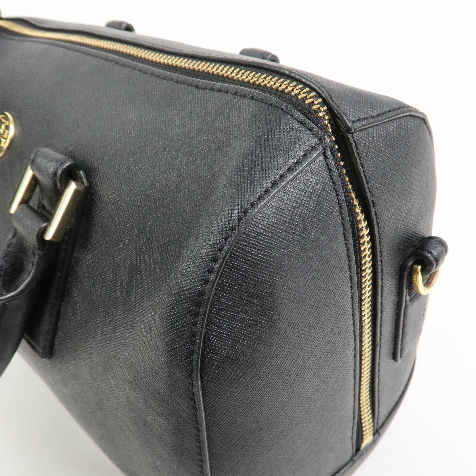 TORY BURCH Logo Leather 2Way Bag Hand Bag Shoulder Bag Black
