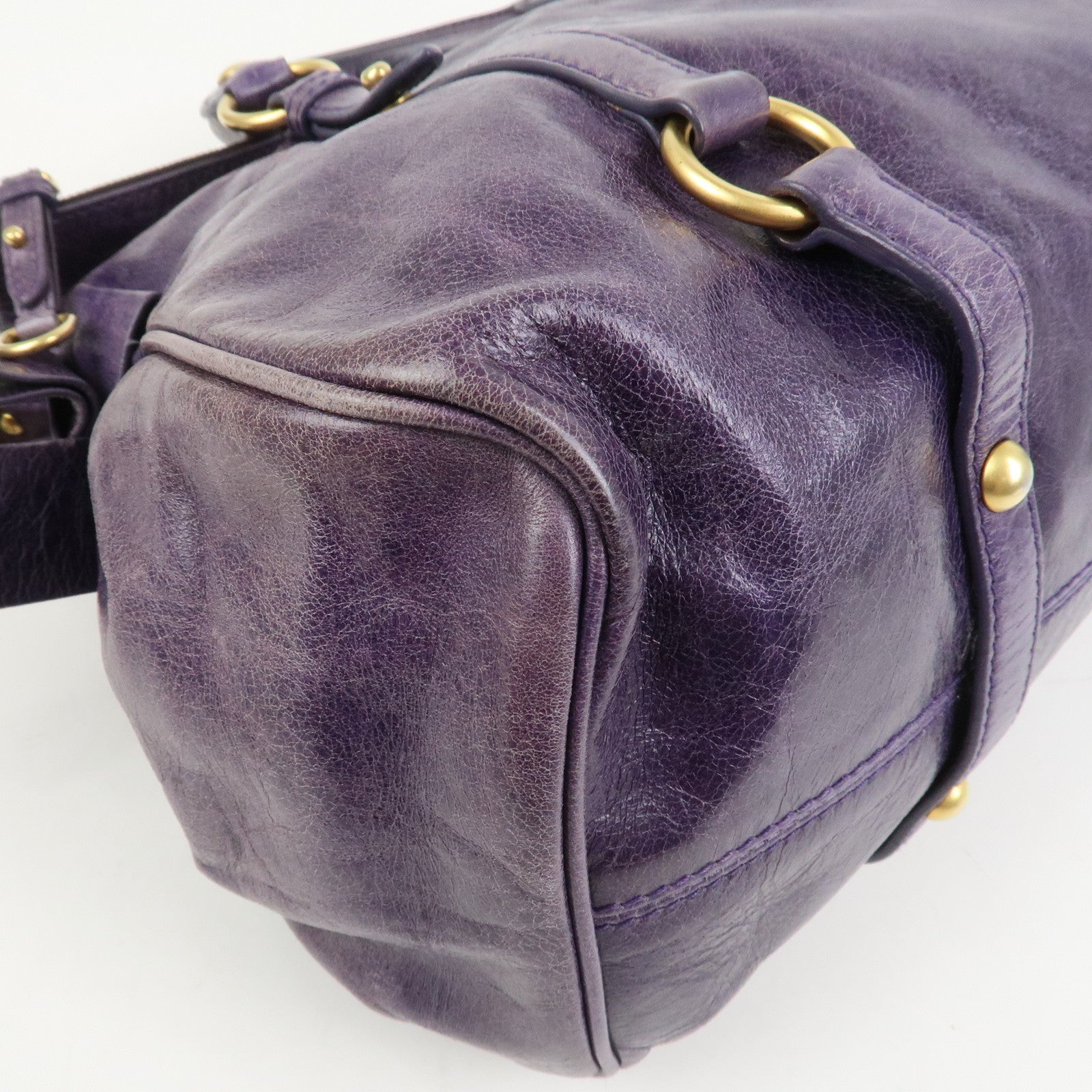 MIU MIU Logo Leather 2Way Bag Hand Bag Shoulder Bag Purple