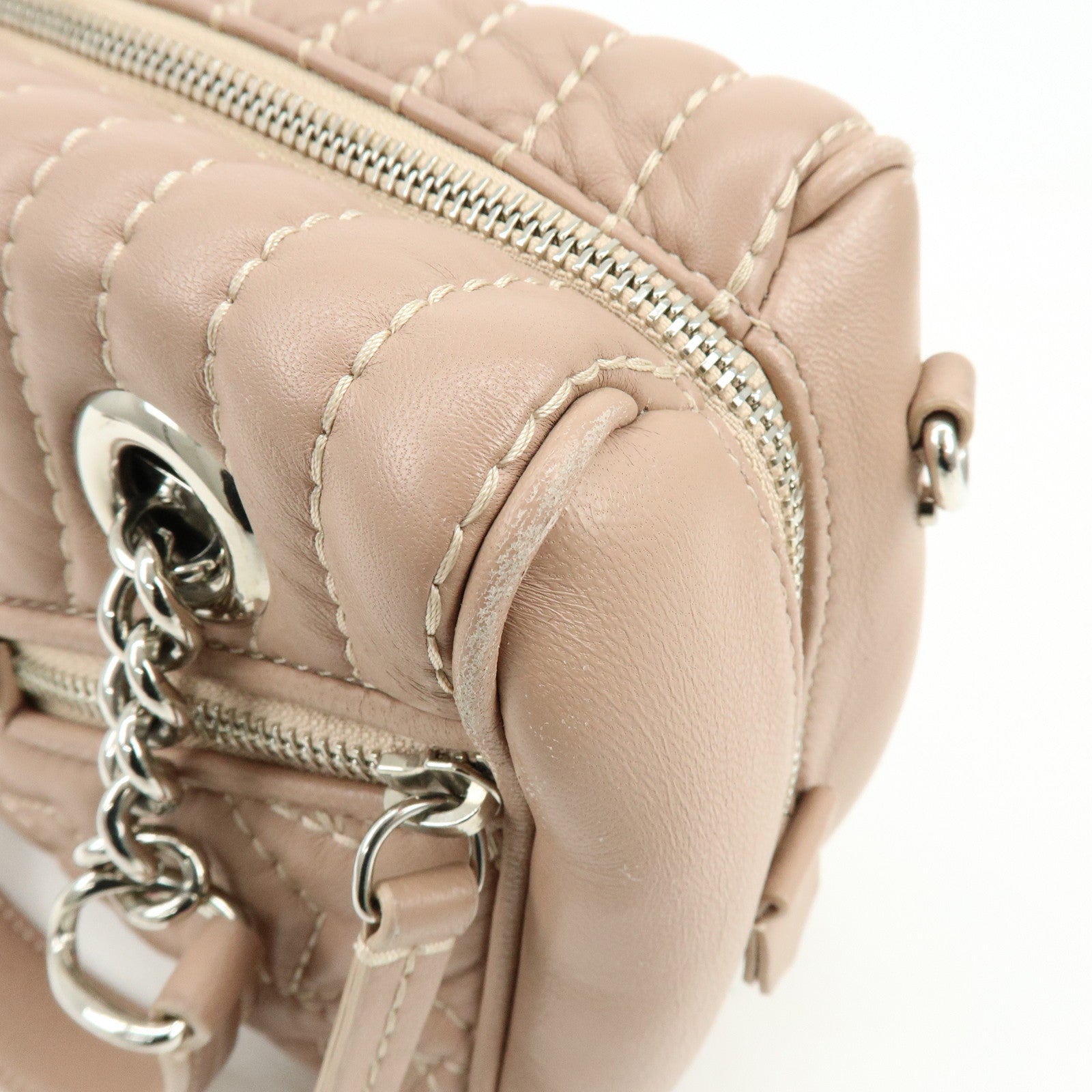 JIMMY CHOO Helia Quilting Leather Chain 2Way Bag Hand Bag Pink