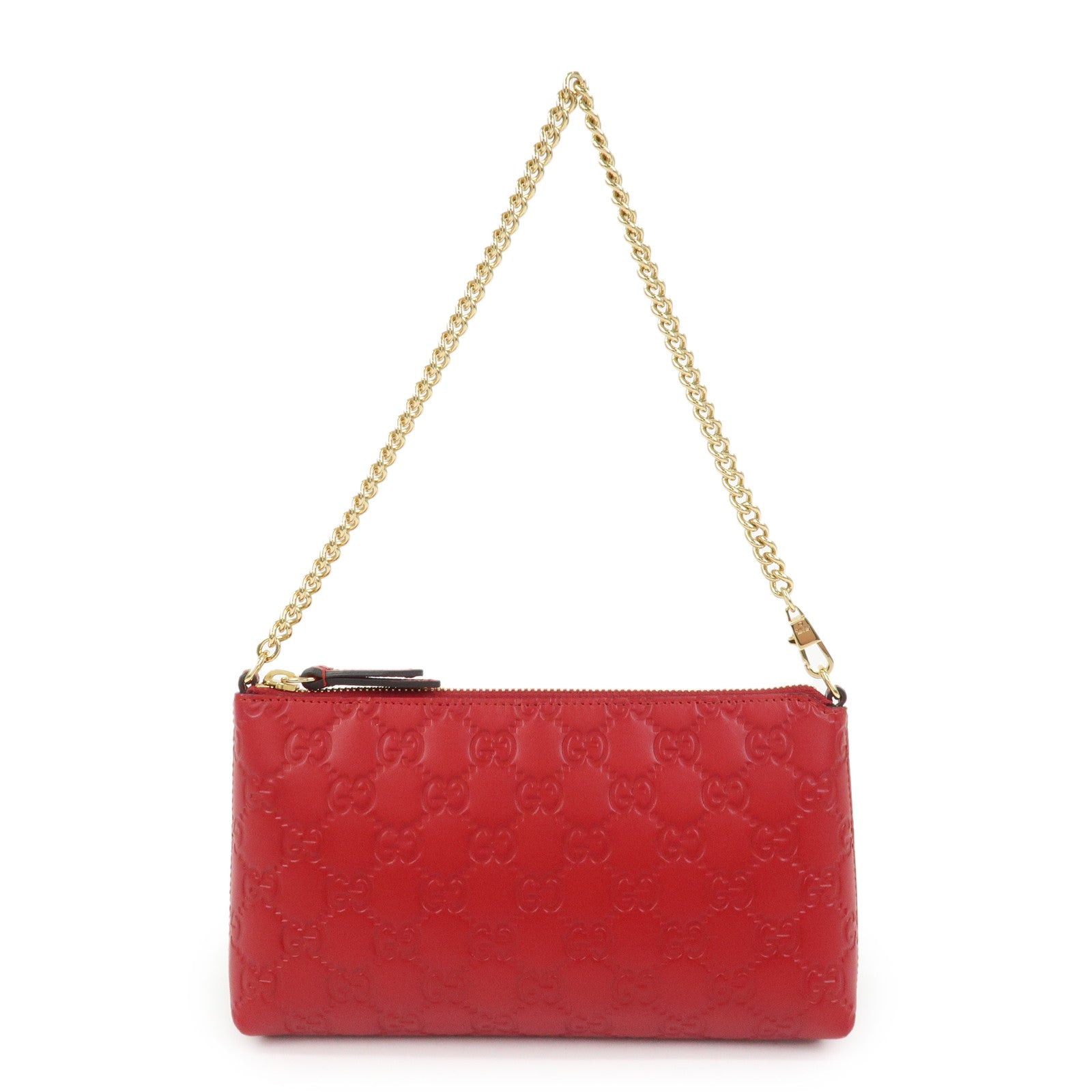 GUCCI Guccissima Leather Chain Shoulder Bag Pouch Red 428449