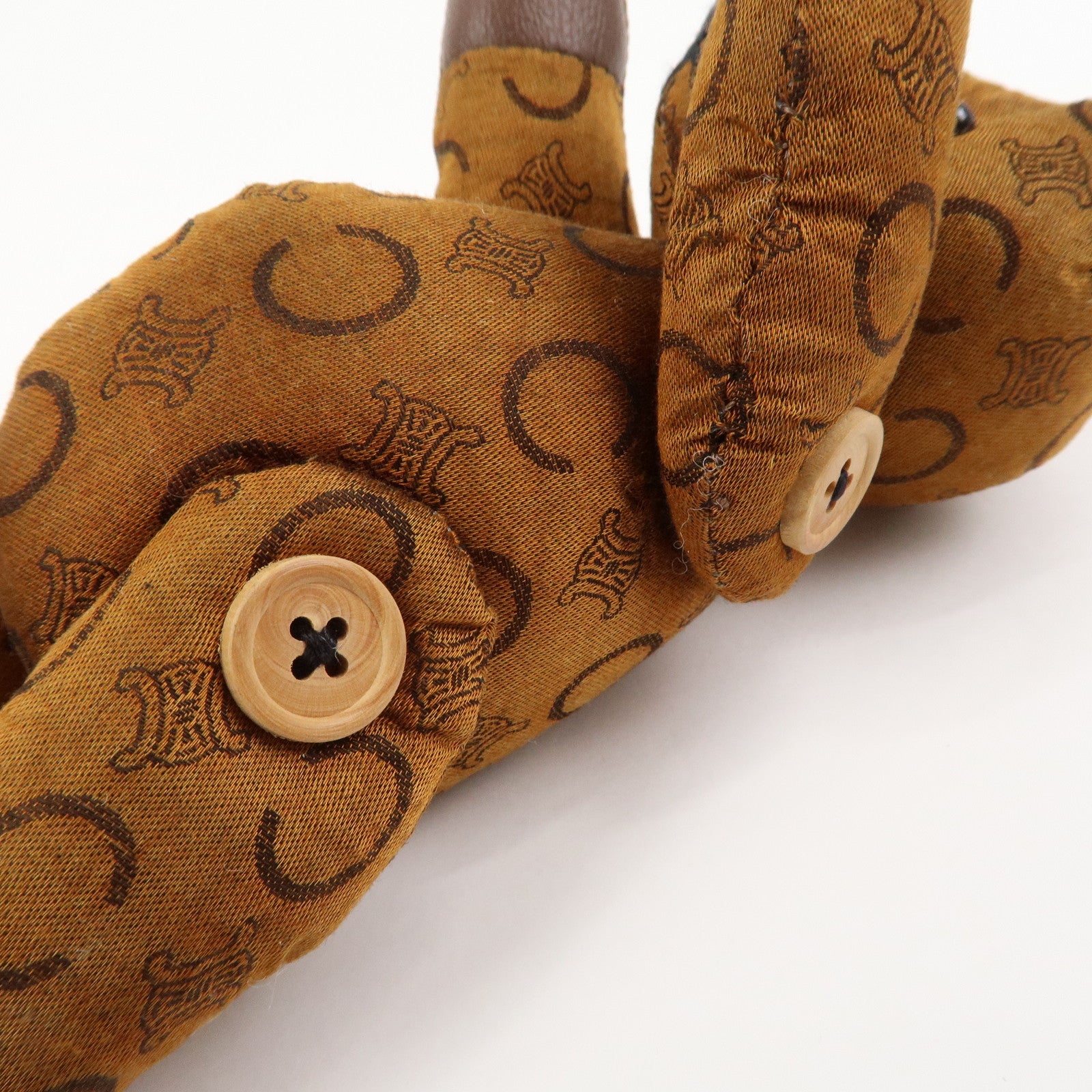 CELINE C Macadam Canvas Leather Teddy Bear Stuffed Animal Brown