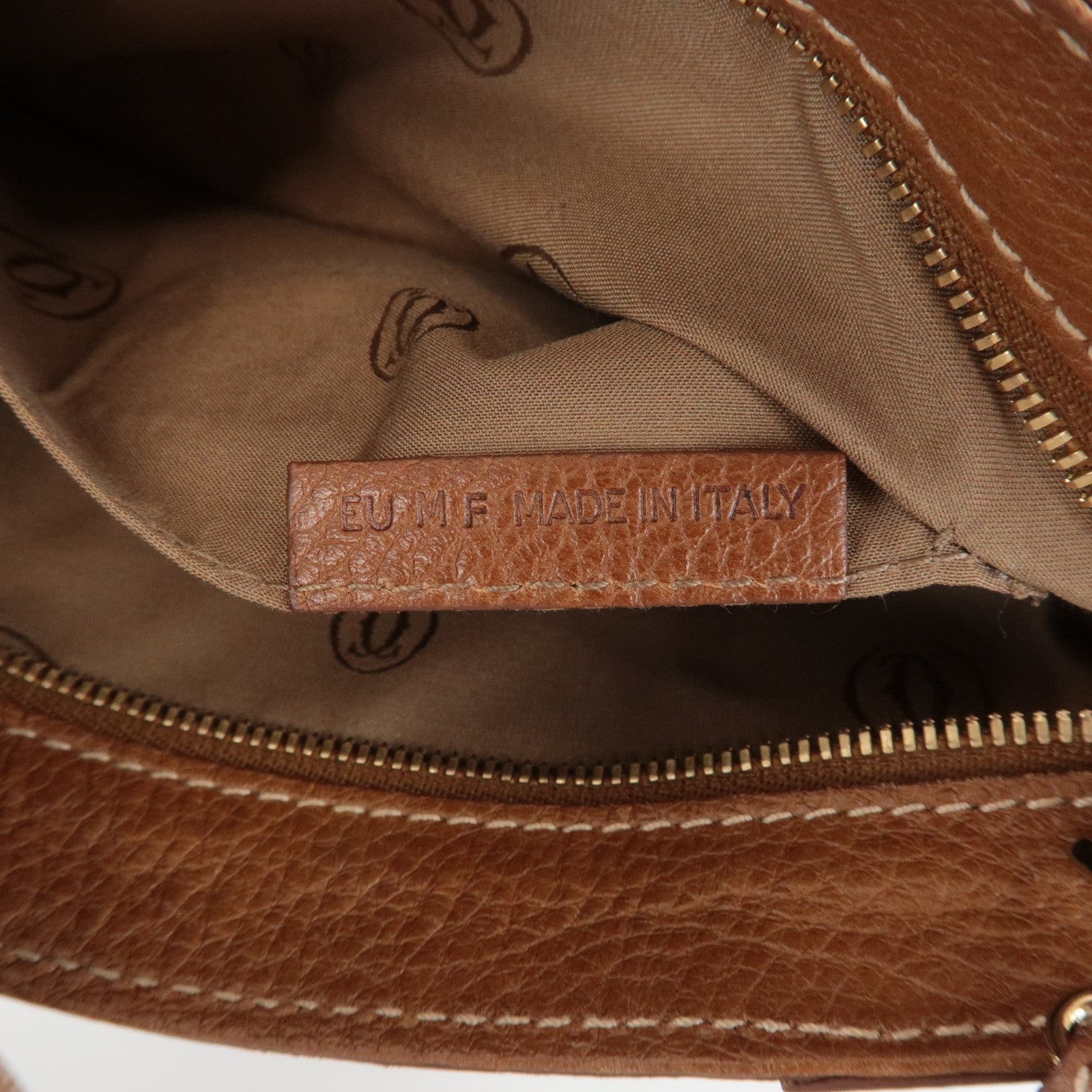 Cartier Marcello de Cartier 2C Logo Leather Pouch Wrist Bag Brown