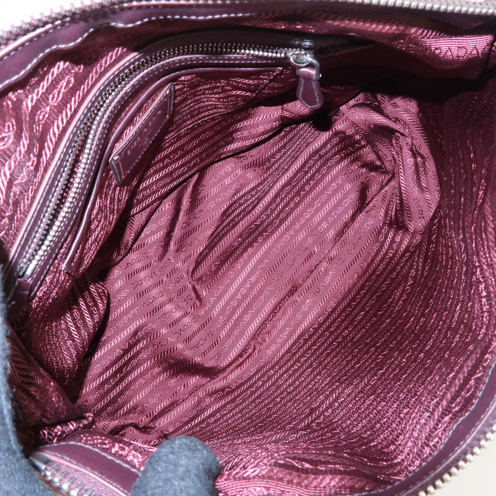Prada Logo Tessuto Nylon Hand Bag Shoulder Bag Burgundy Red BR5116 Used