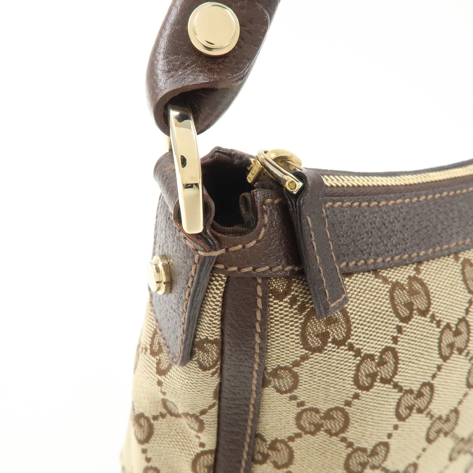GUCCI GG Canvas Shoulder Bag Hand Bag Beige Brown 146244