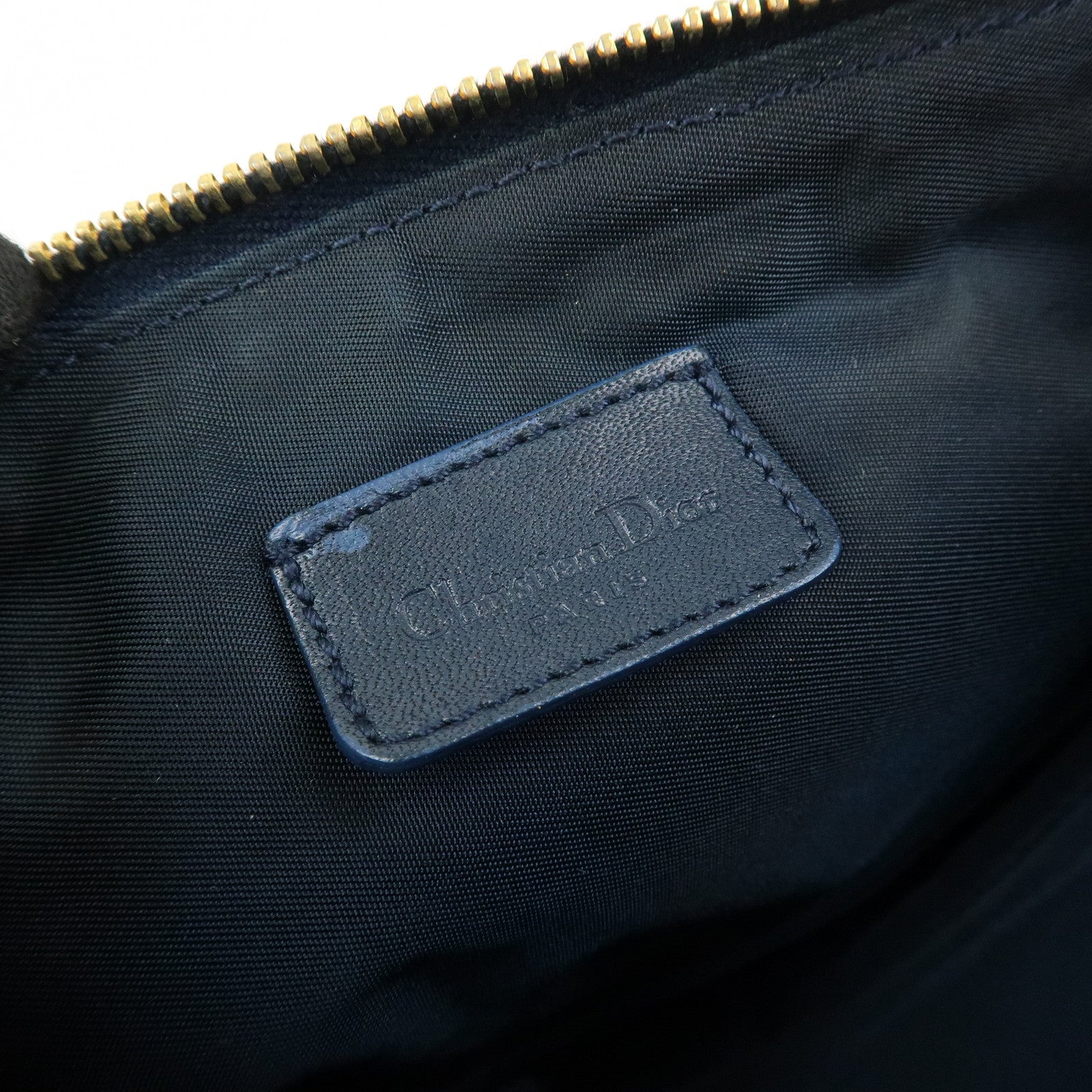 Christian Dior Saddle Trotter Jacquard Leather Shoulder Bag Navy