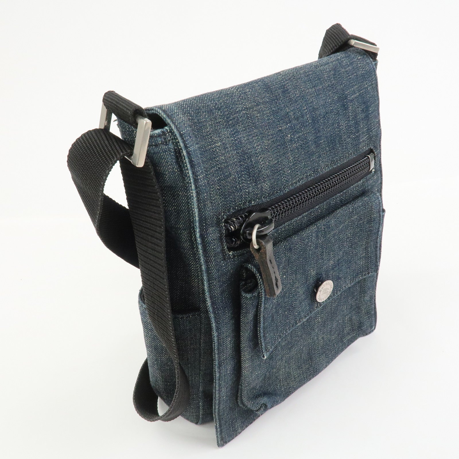 BURBERRY Blue Label Denim Shoulder Bag Crossbody Bag Navy
