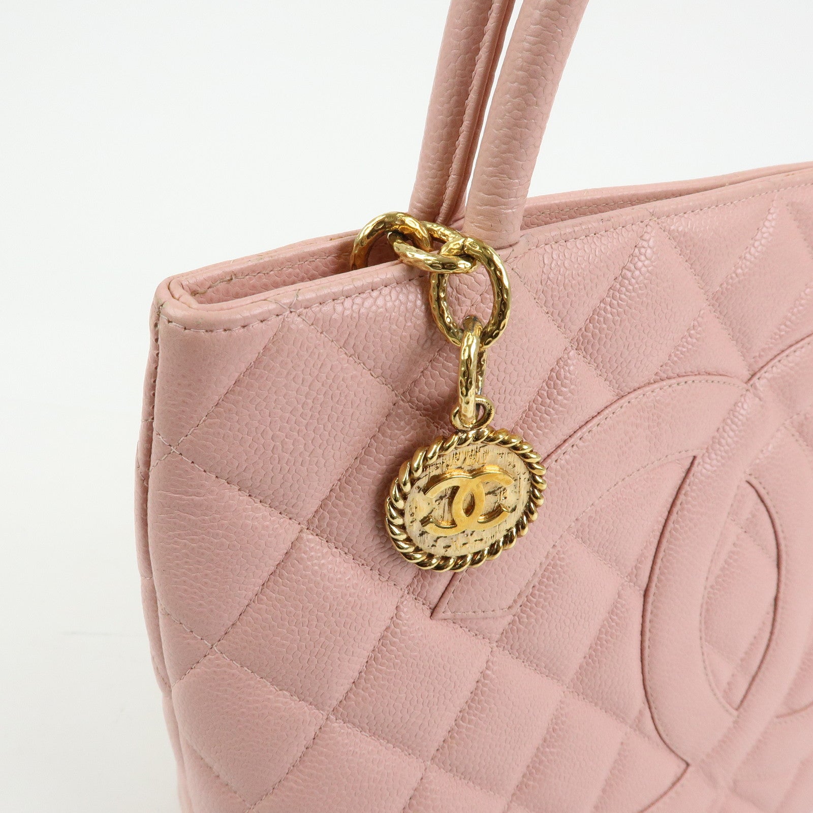 CHANEL Matelasse COCO Mark Medallion Tote Bag Hand Bag Pink A01804