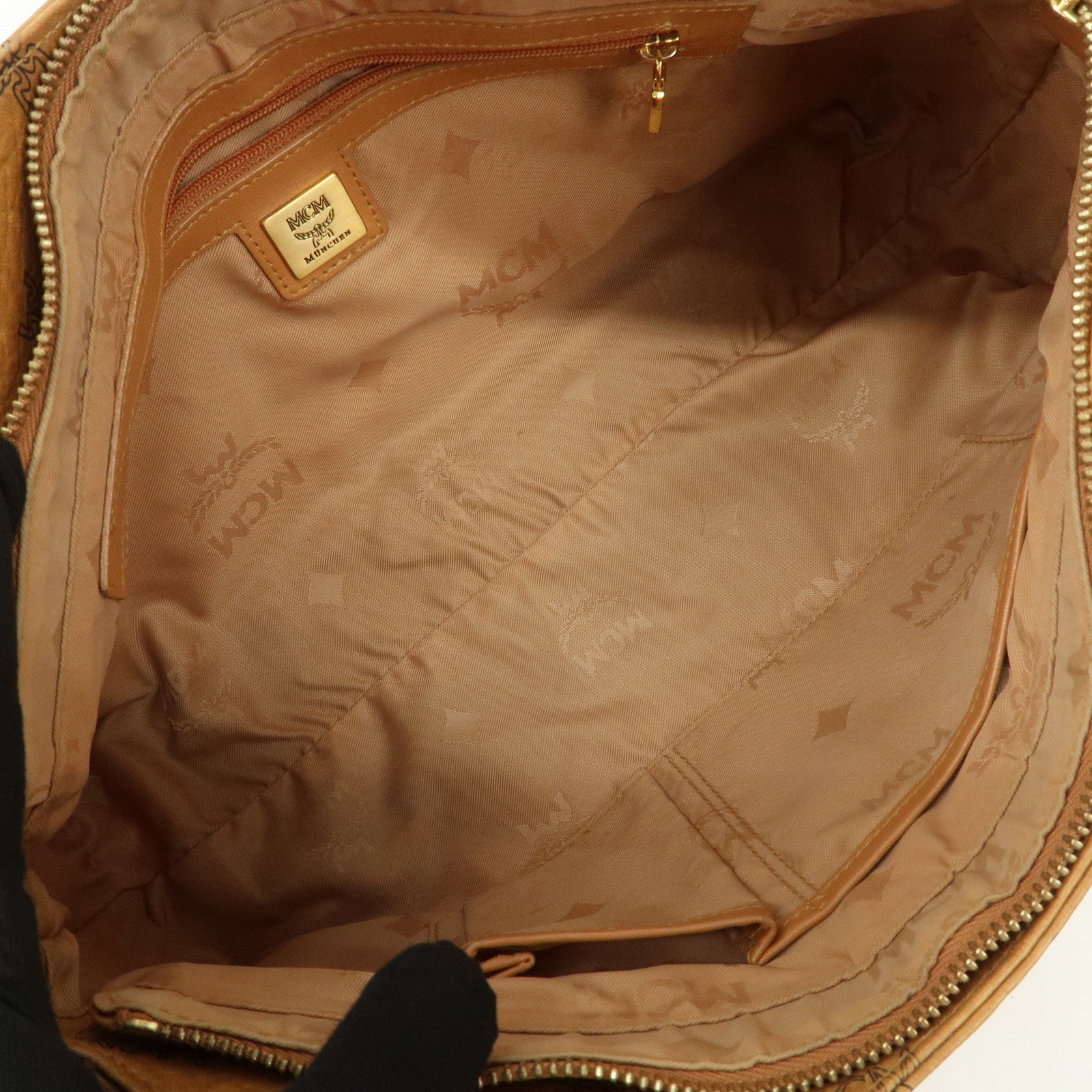 MCM Visetos Leather Hand Bag Shoulder Bag Brown Camel Brown