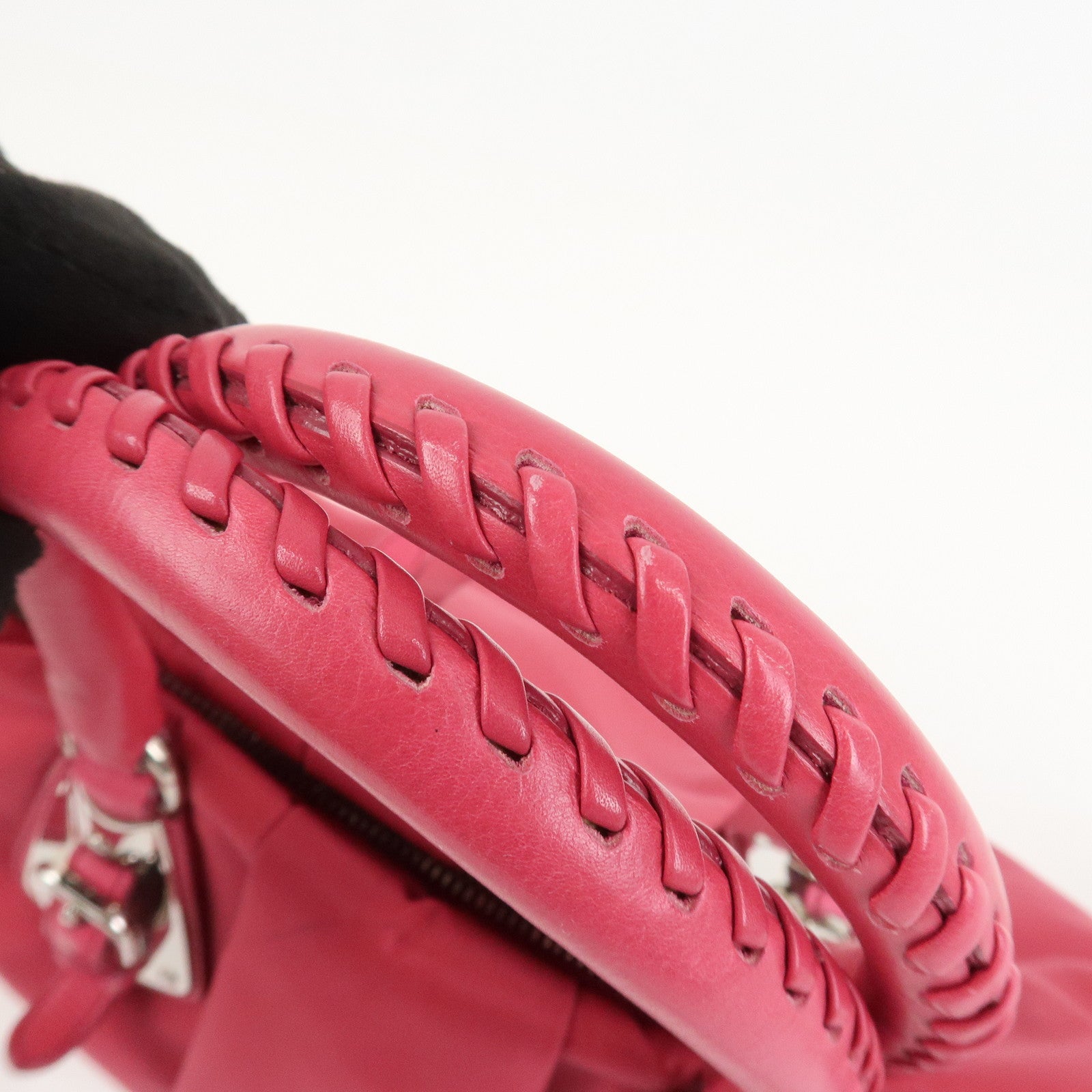 PRADA Logo Nylon Leather 2Way Bag Hand Bag Shoulder Bag Pink