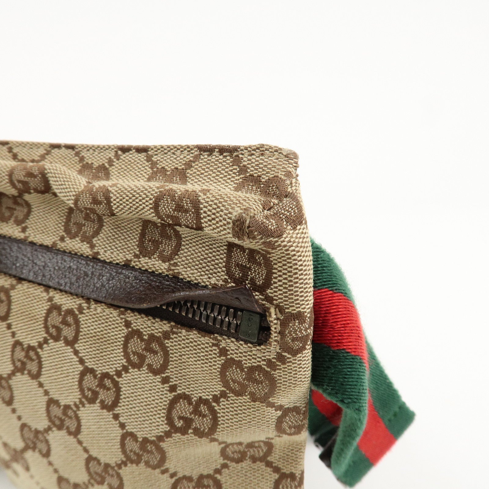 GUCCI GG Canvas Leather Waist Bag Crossbody Bag Beige Brown 28566 Used