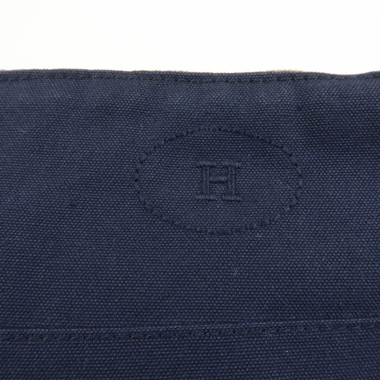 HERMES Canvas Leather Bolide Pouch MM Cosmetic Pouch Navy