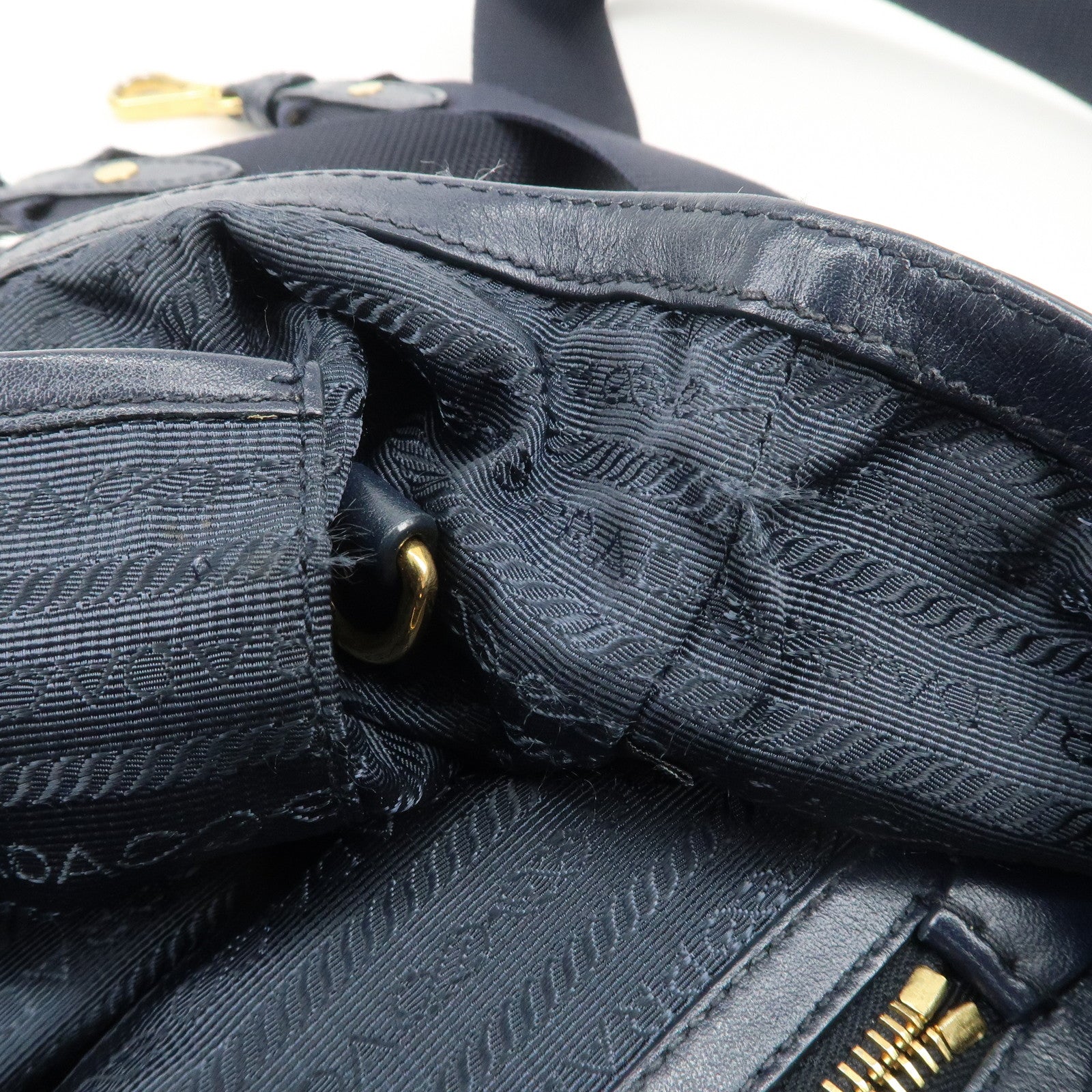 PRADA Logo Nylon 2Way Bag Hand Bag Shoulder Bag Navy 1BA172