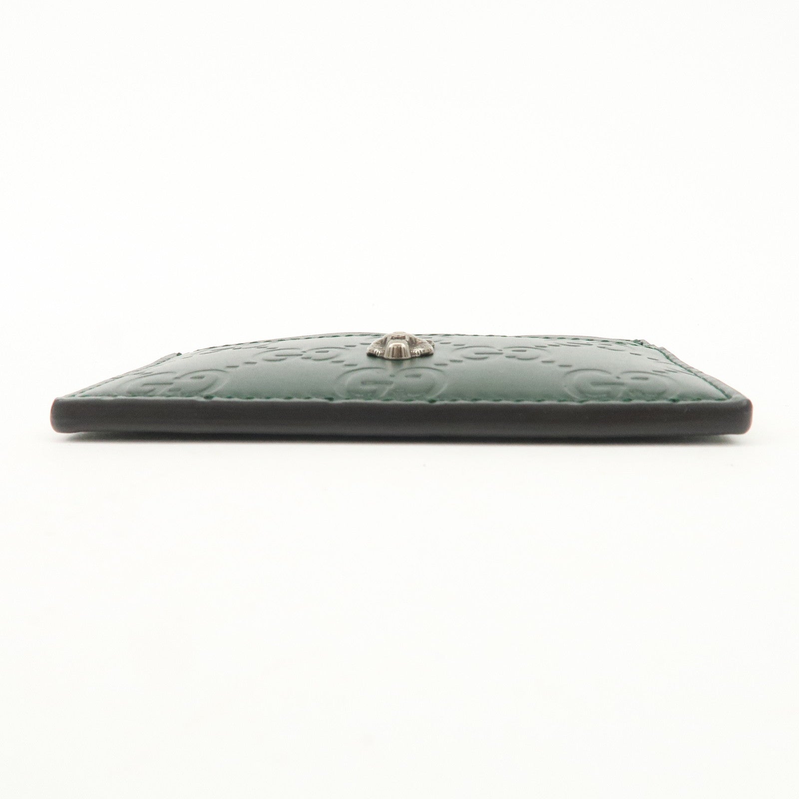 GUCCI Guccissima Tiger Natal Details Leather Card Case Green 428542 Used