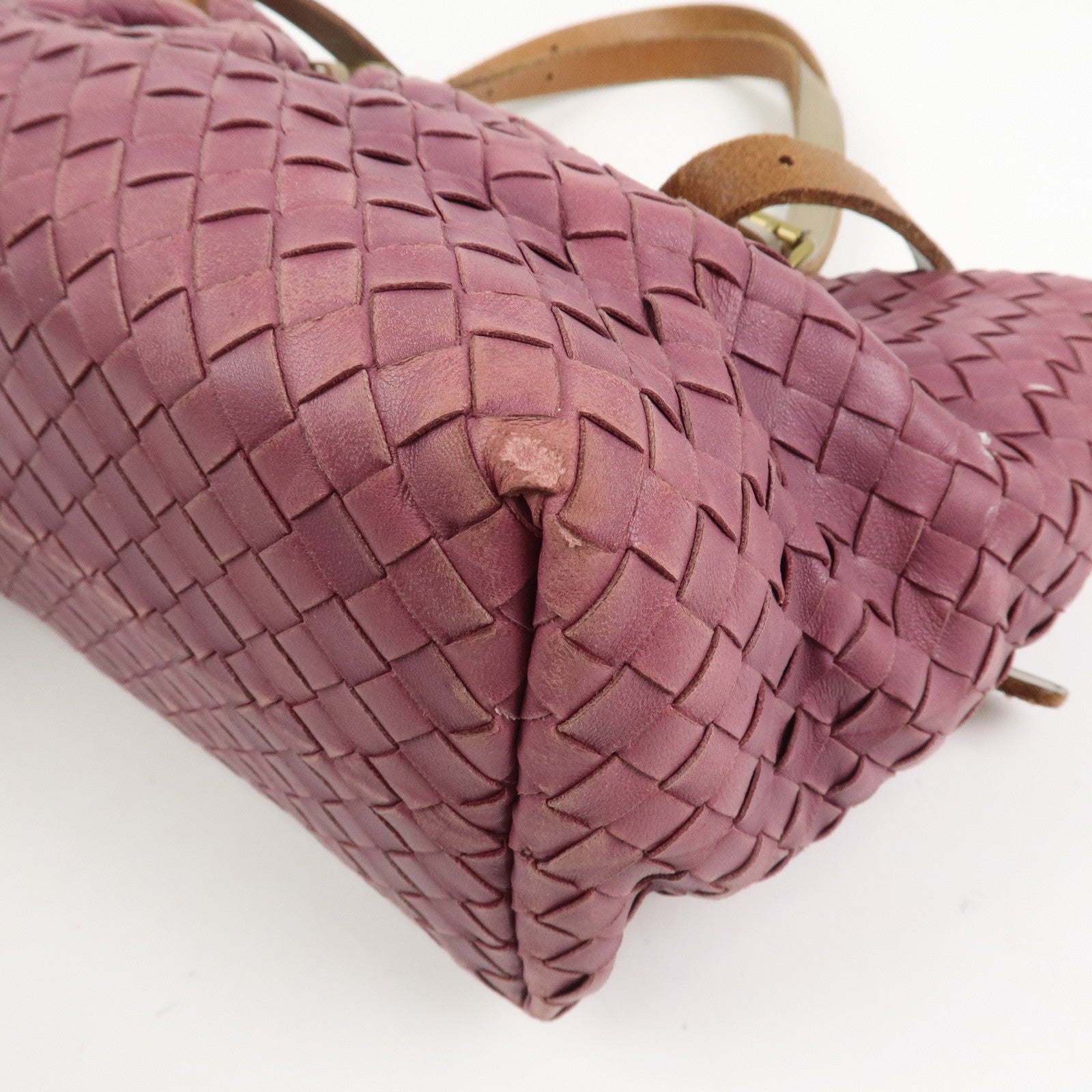 BOTTEGA VENETA Intrecciato Leather Tote Bag Hand Bag Purple