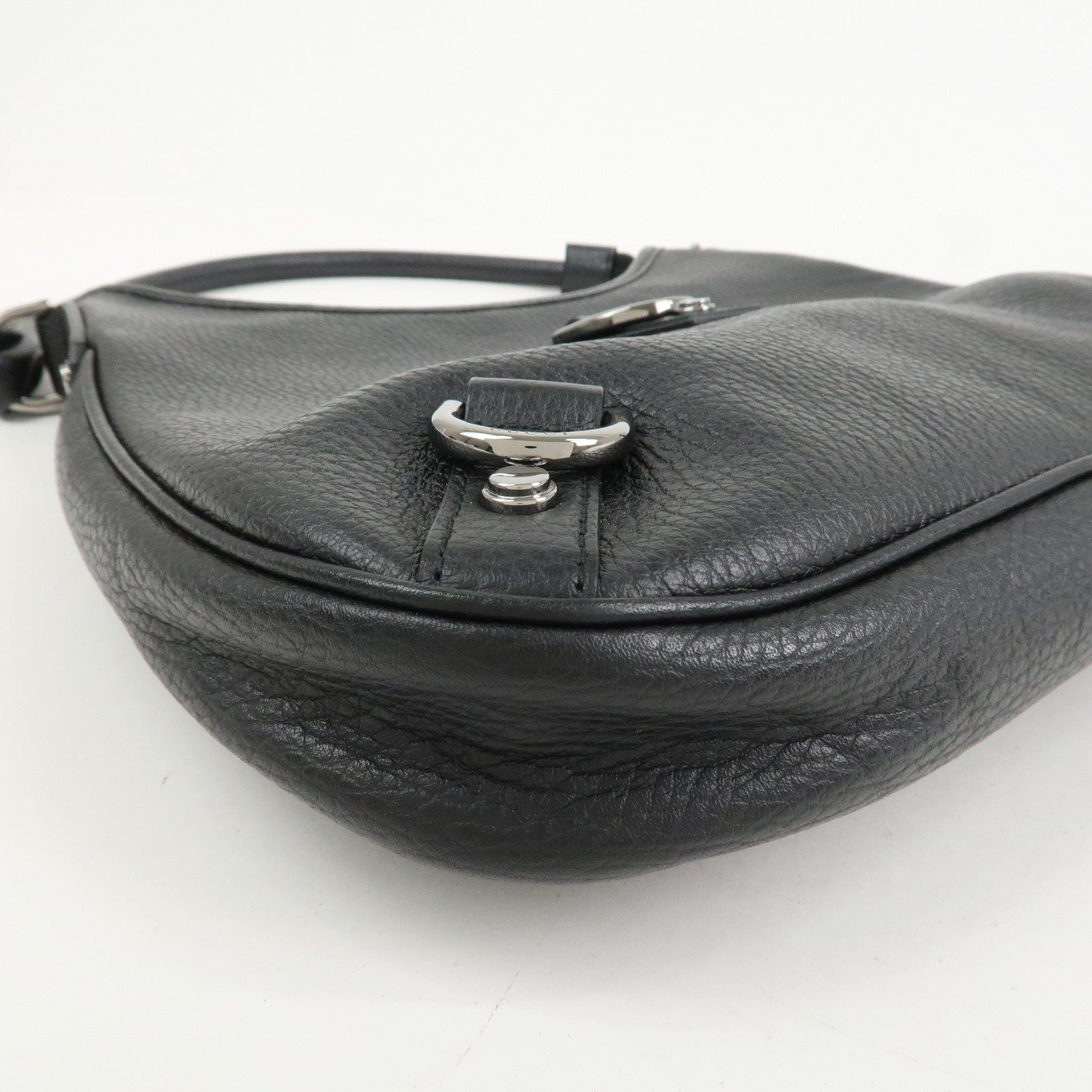 GUCCI Abbey Leather Shoulder Bag Hand Bag Black Silver S268637