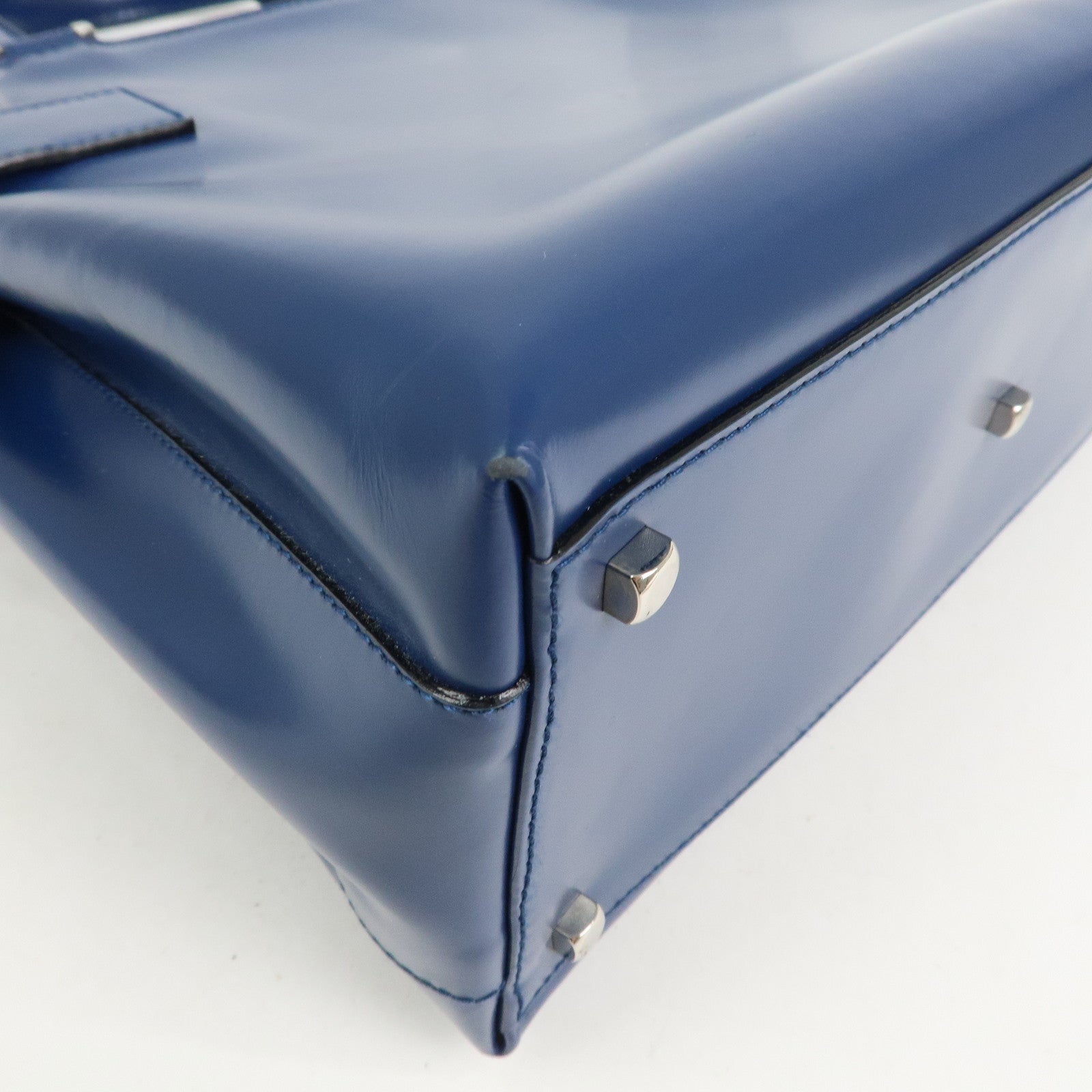 Ferragamo Gancini Logo Leather 2Way Bag Hand Bag Shoulder Bag Blue