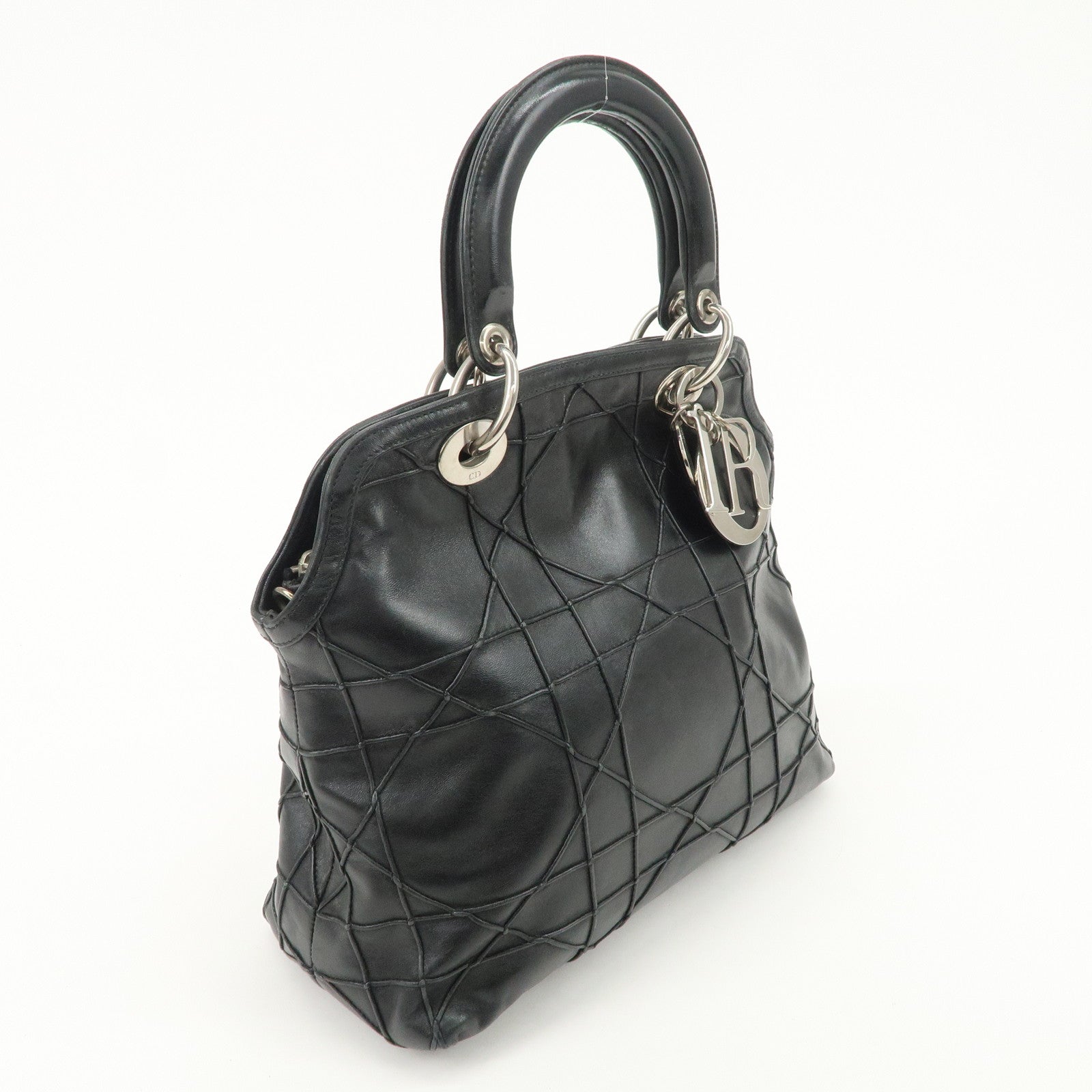 Christian Dior Cannage Granville Leather 2Way Bag Hand Bag Black