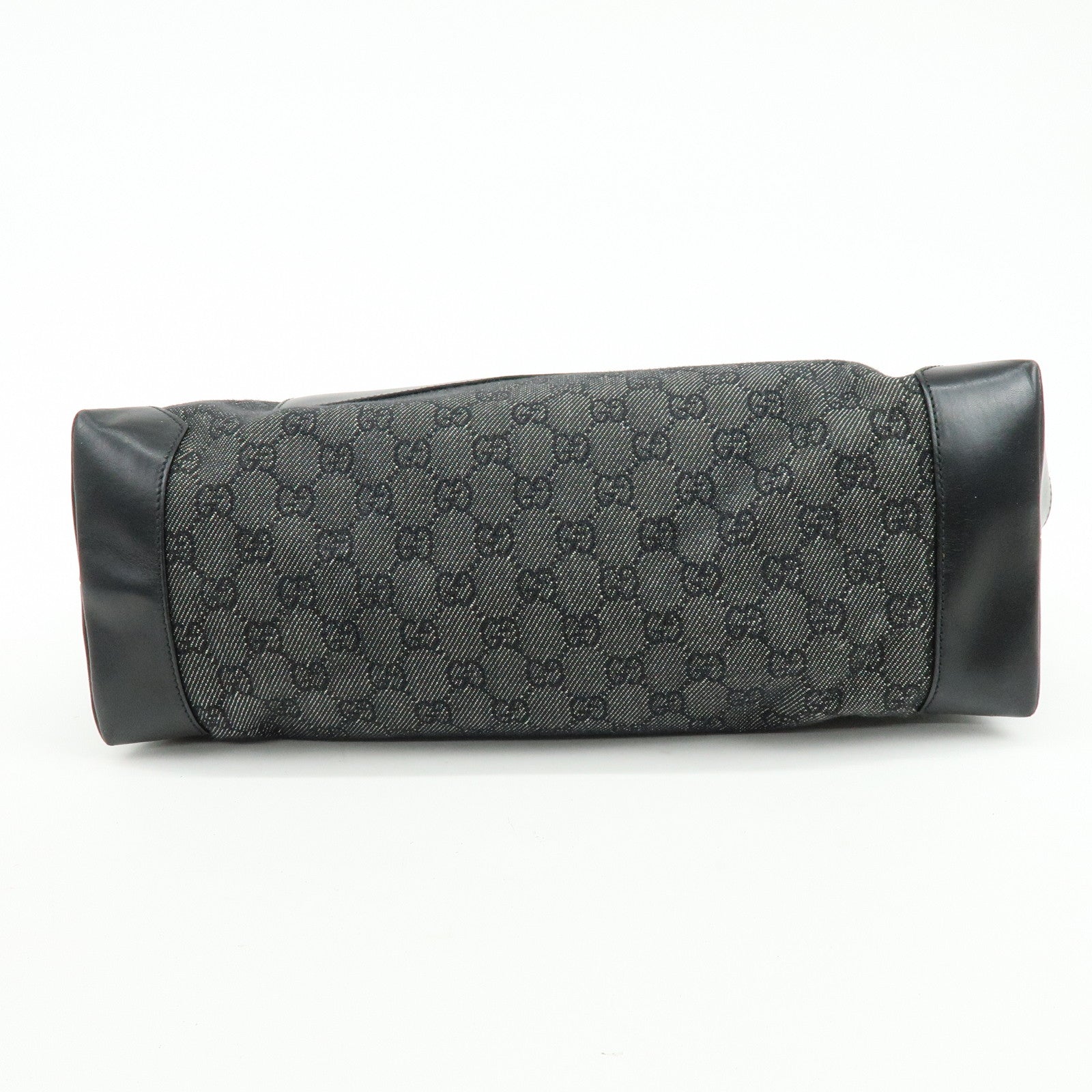 GUCCI GG Canvas Leather Tote Bag Shoulder Bag Black 34339