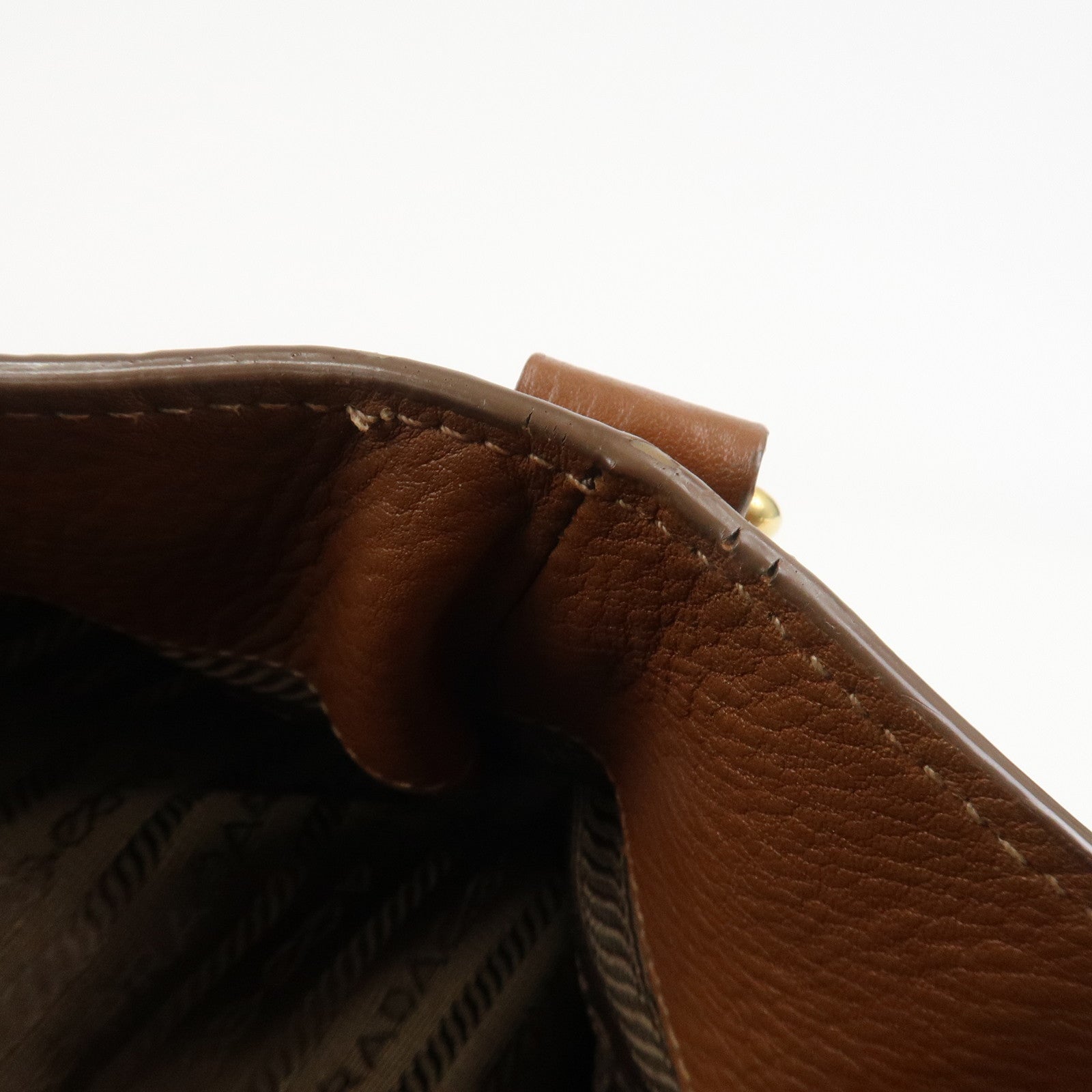 PRADA VITELLO Leather 2Way Bag Hand Bag Shoulder Bag Camel