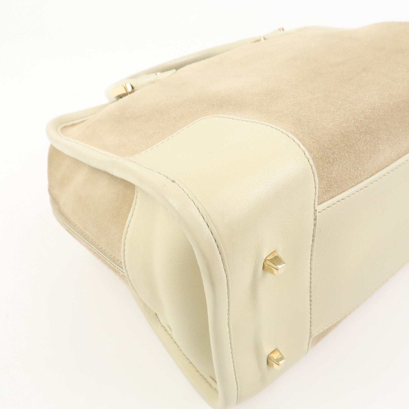 LOEWE Anagram Amazona 28 Suede Leather Hand Bag Beige Ivory