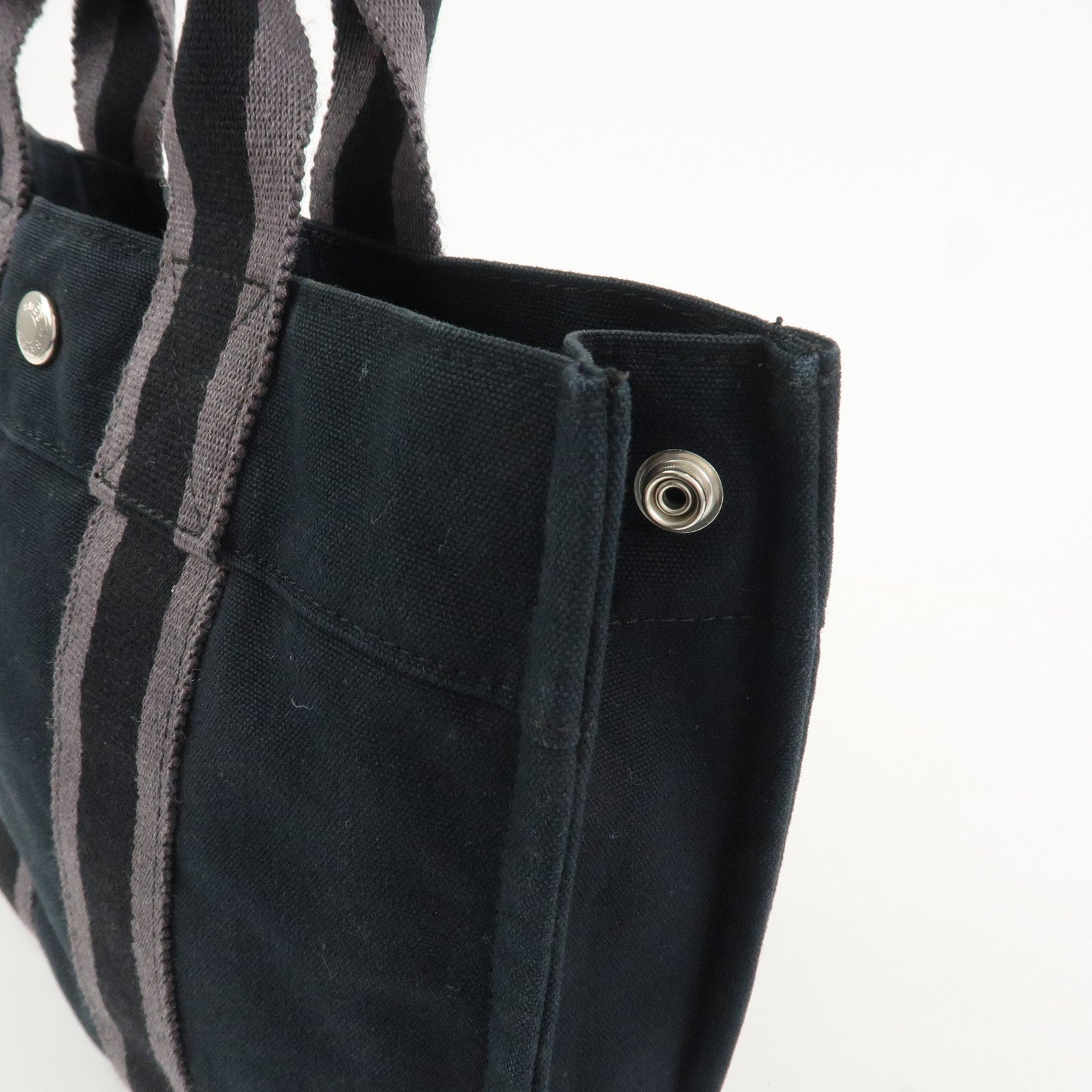 HERMES Fourre Tout PM Canvas Tote Bag Hand Bag Black