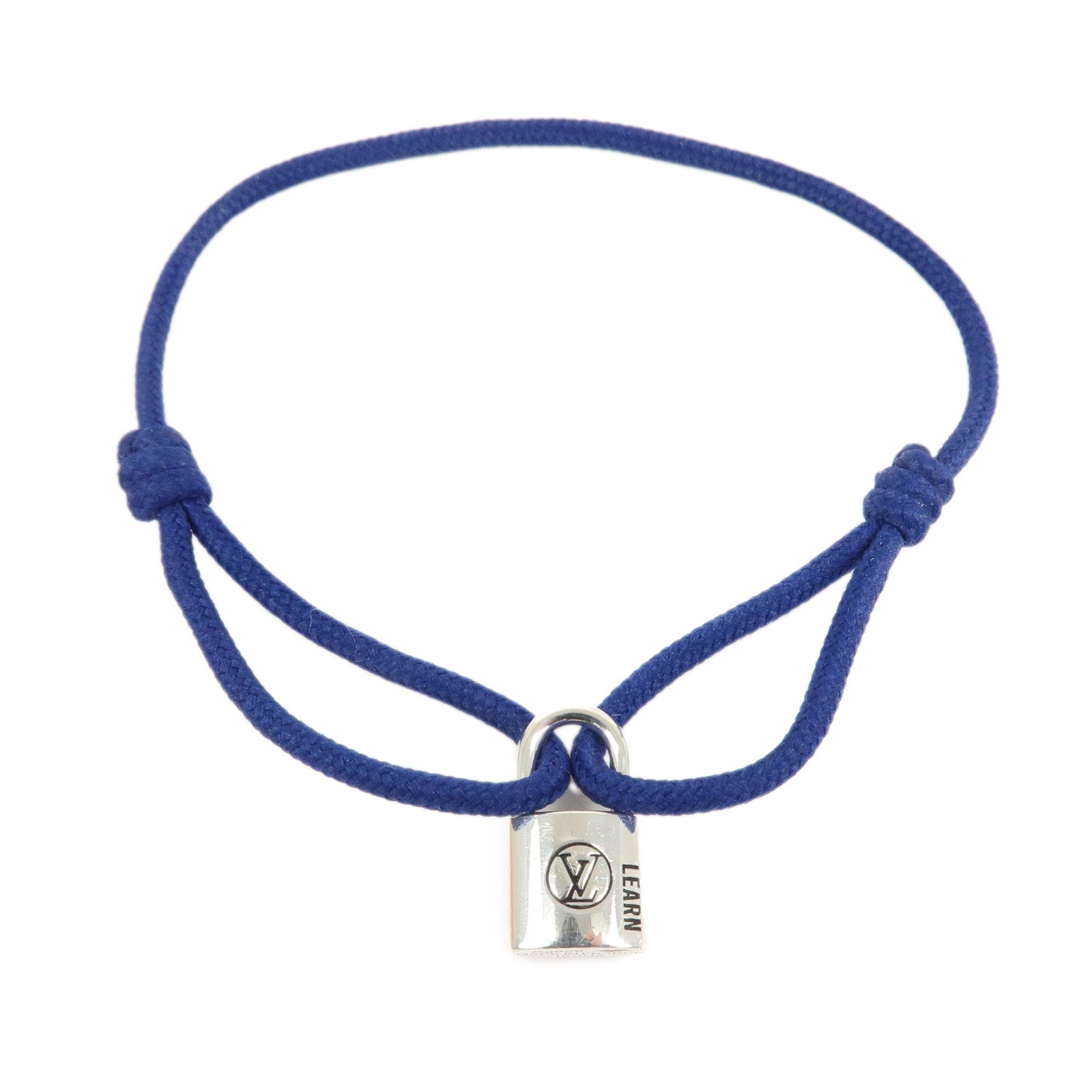 Louis Vuitton Bracelet Lock It LEARN Blue Silver M1342A