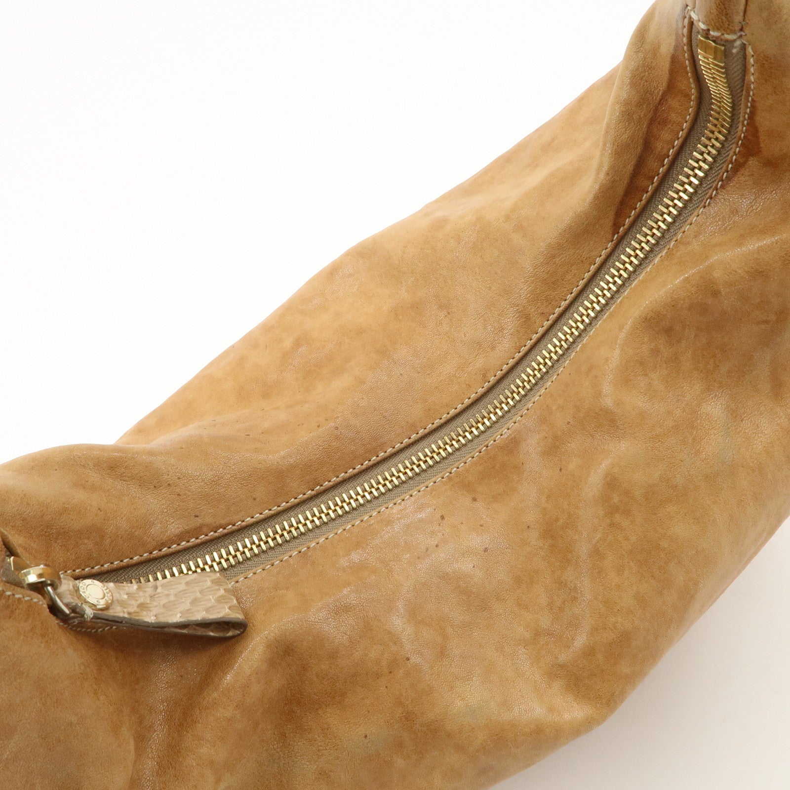 JIMMY CHOO Sky Bag Leather Shoulder Bag Hand Bag Brown