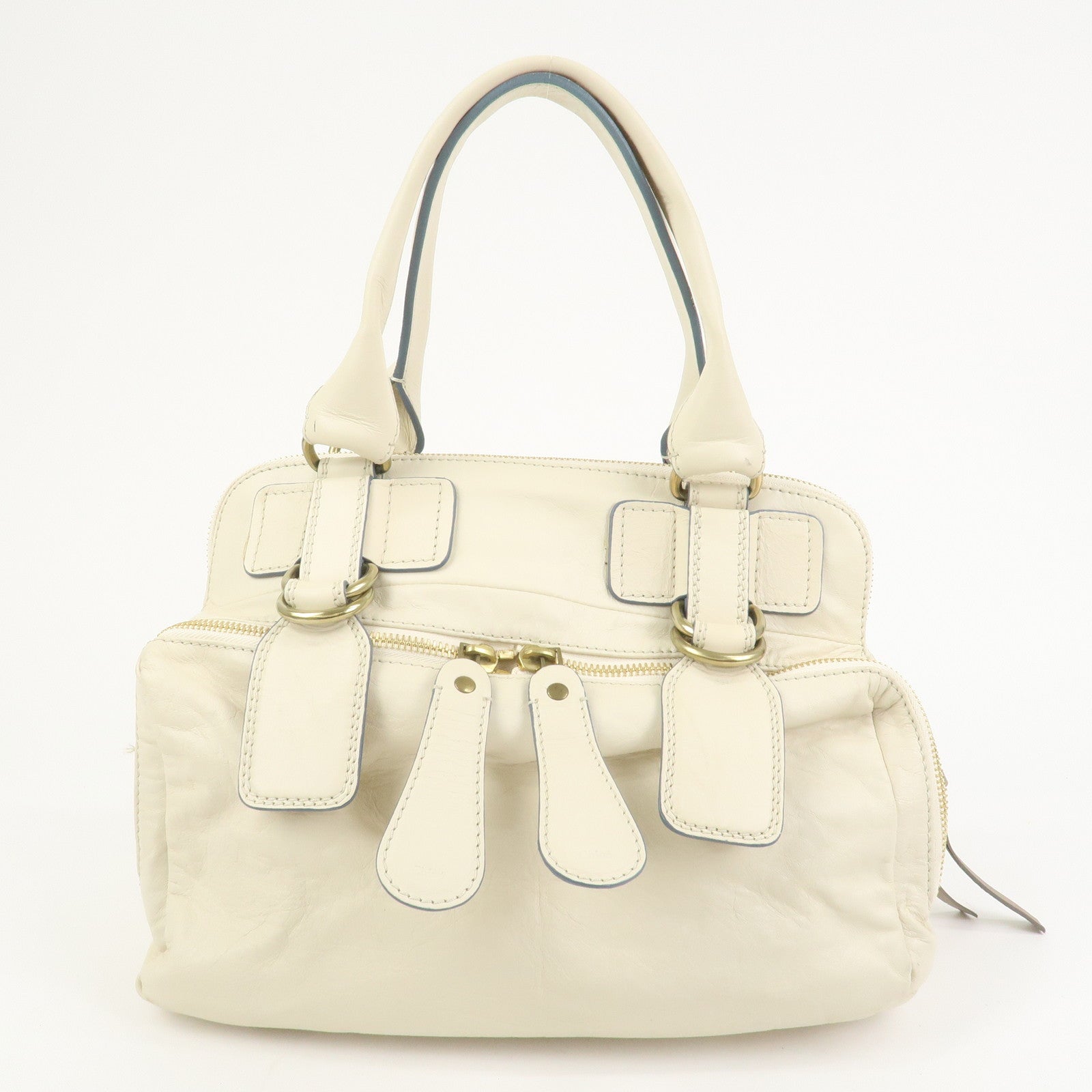 Chloe Bay Leather Hand Bag Shoulder Bag Ivory
