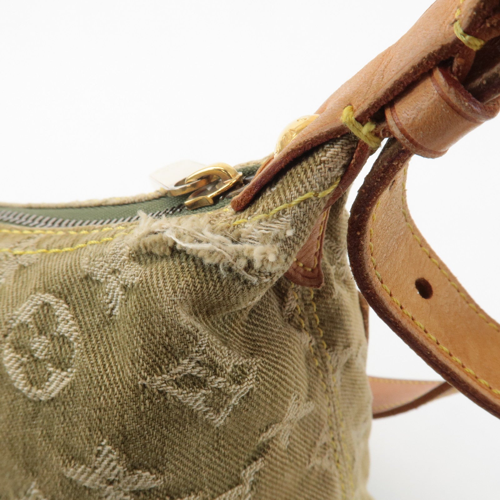 Louis Vuitton Monogram Denim Baggy PM 2Way Shoulder Bag Khaki M95213 Used