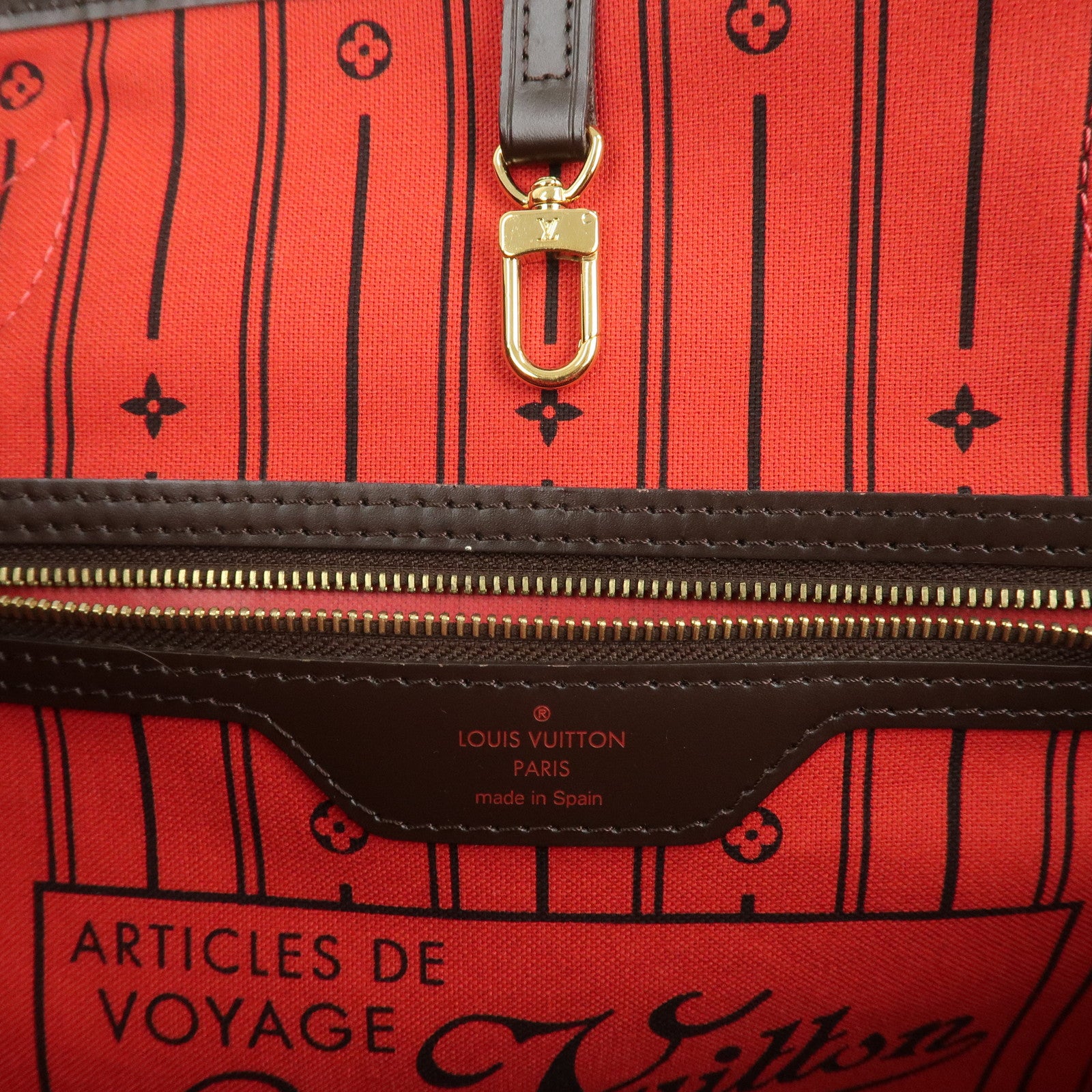 Louis Vuitton Damier Ebene Neverfull MM Tote Bag Cerise N41358