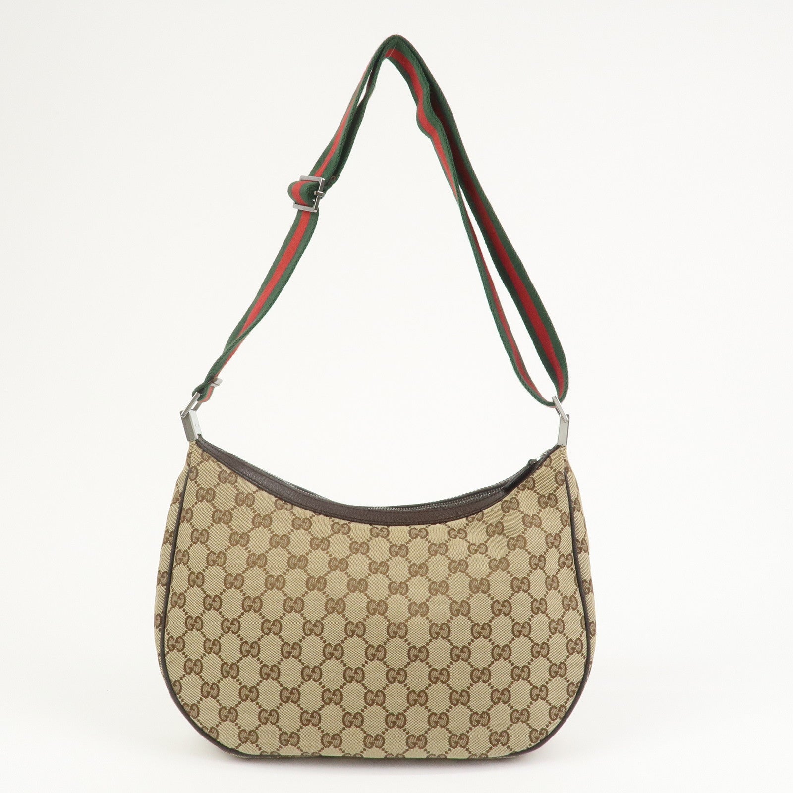 GUCCI Sherry GG Canvas Leather Shoulder Bag Beige Brown 122790