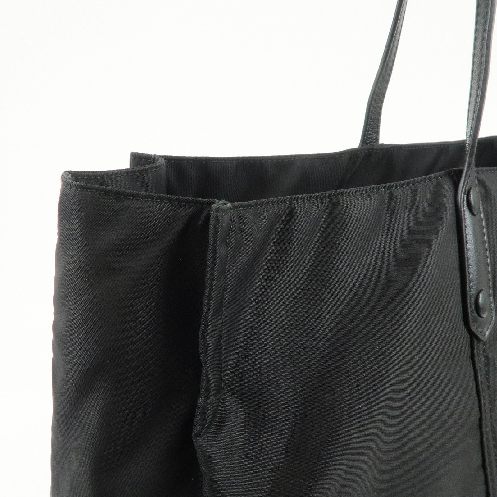 PRADA Etiquette Nylon Leather Tote Bag Shoulder Bag Black 1BG184