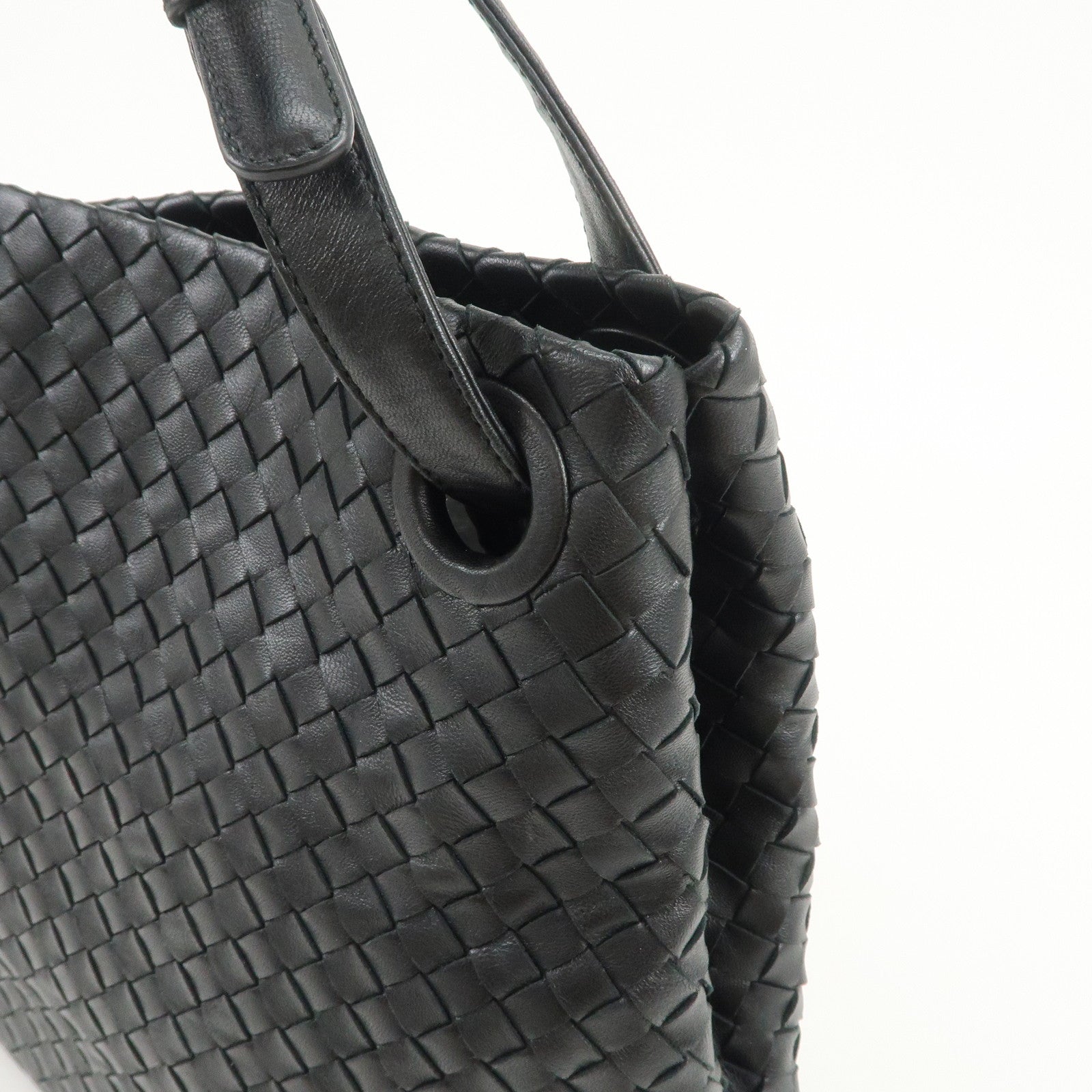 BOTTEGA VENETA Intrecciato Leather Tote Bag Hand Bag Black