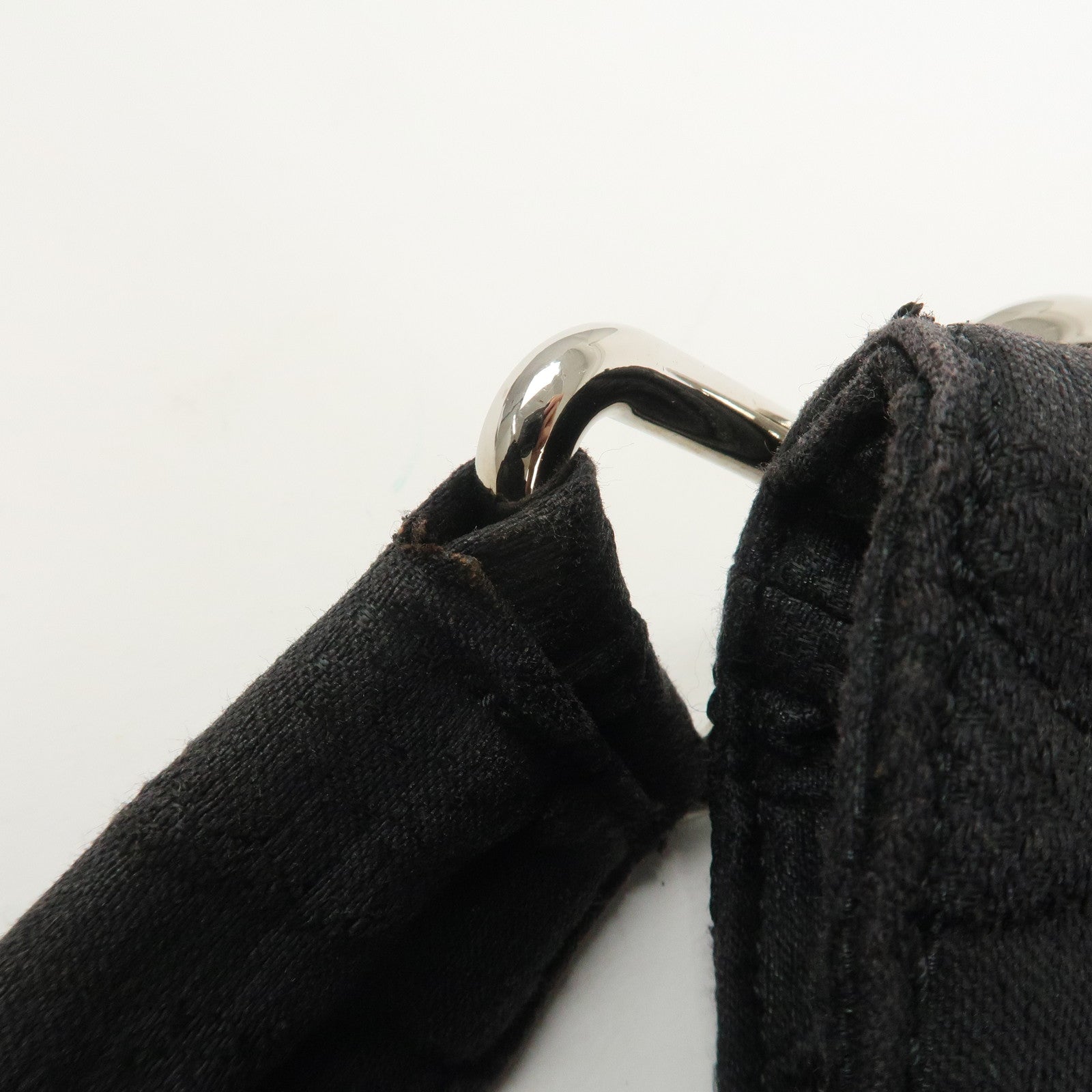 CHANEL Matelasse Canvas Large Shoulder Bag Black Silver