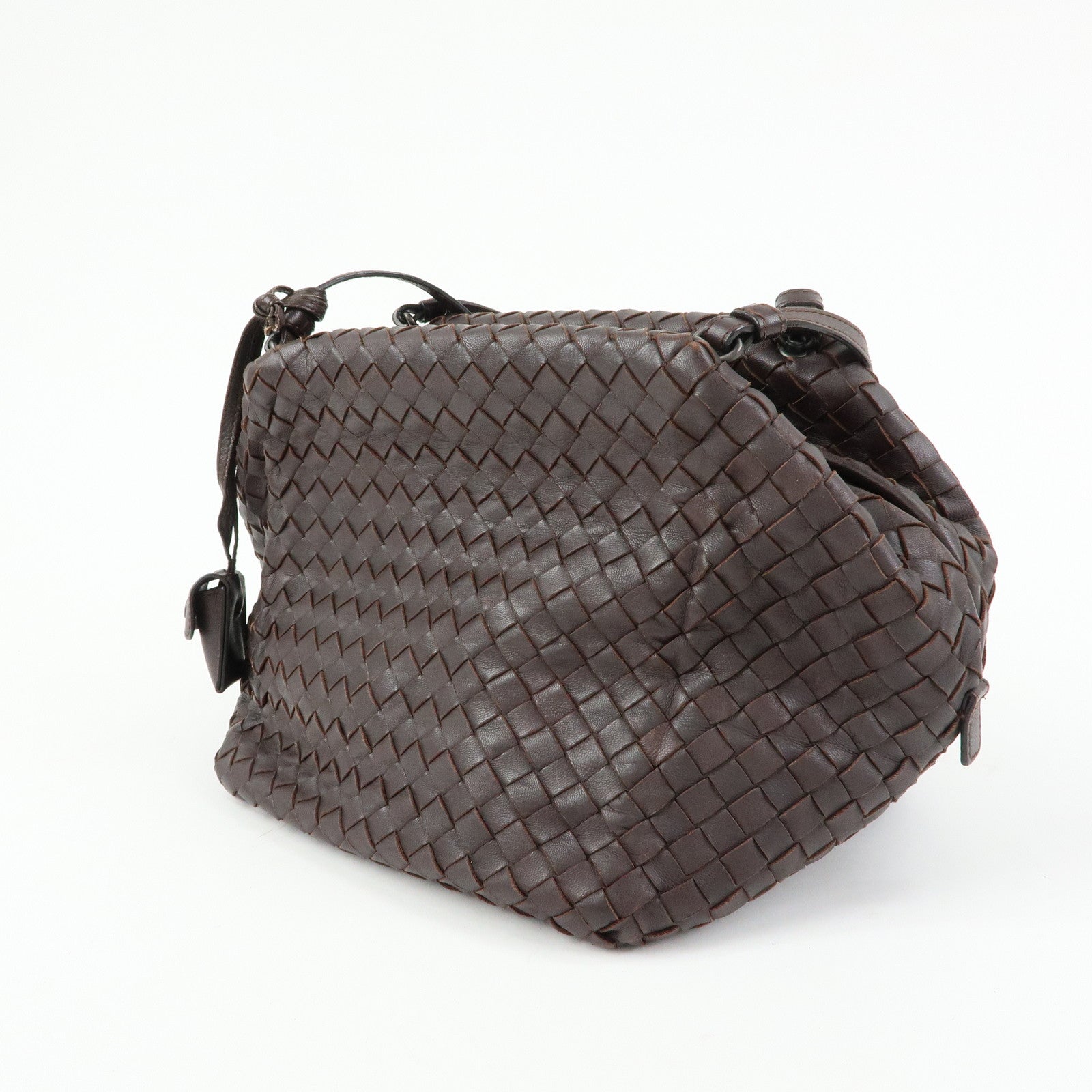 BOTTEGA VENETA Intrecciato Leather Shoulder Bag Brown 255693